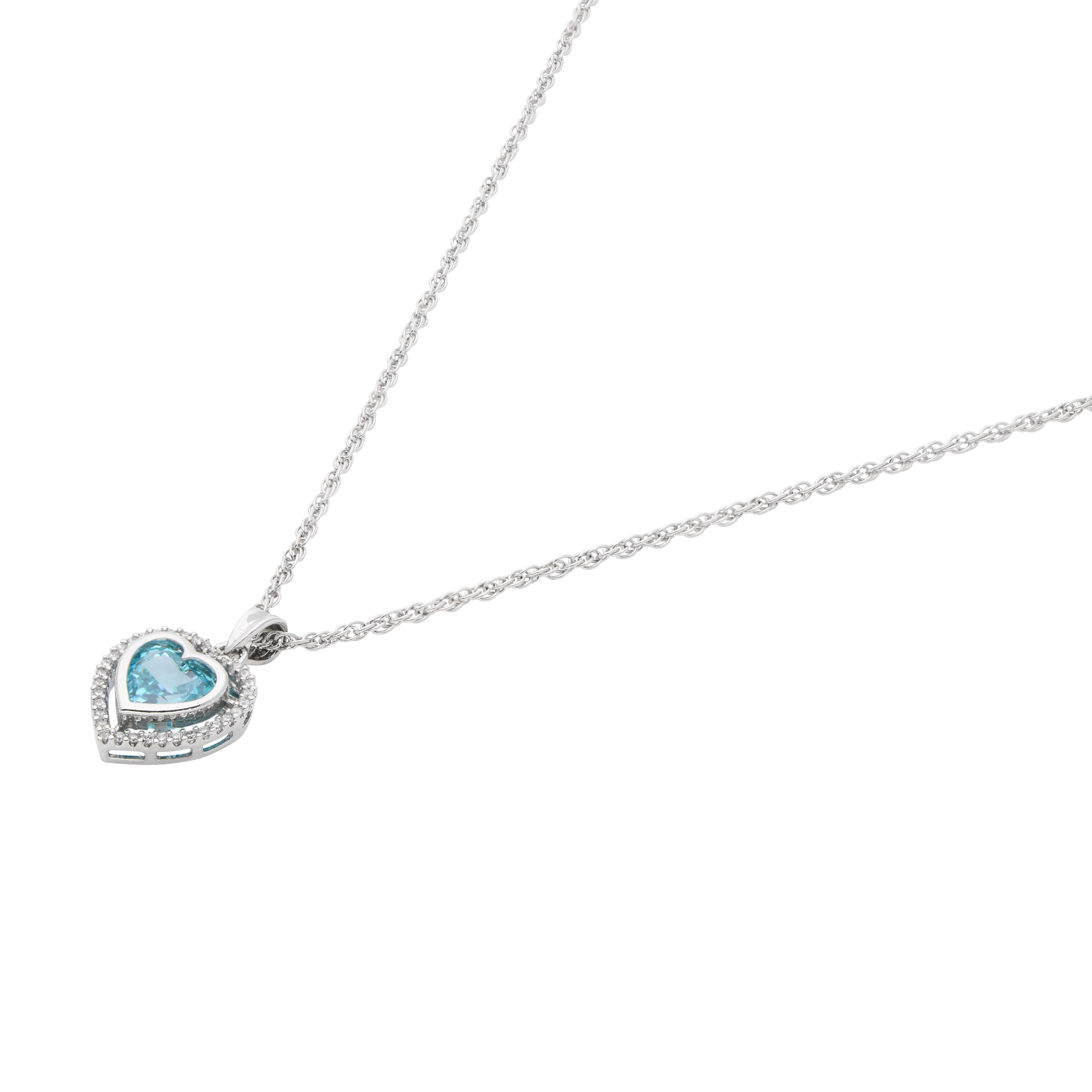 Elegant Blue Heart Pendant with Halo Sparkle | SKU : 0003594605, 0021456718