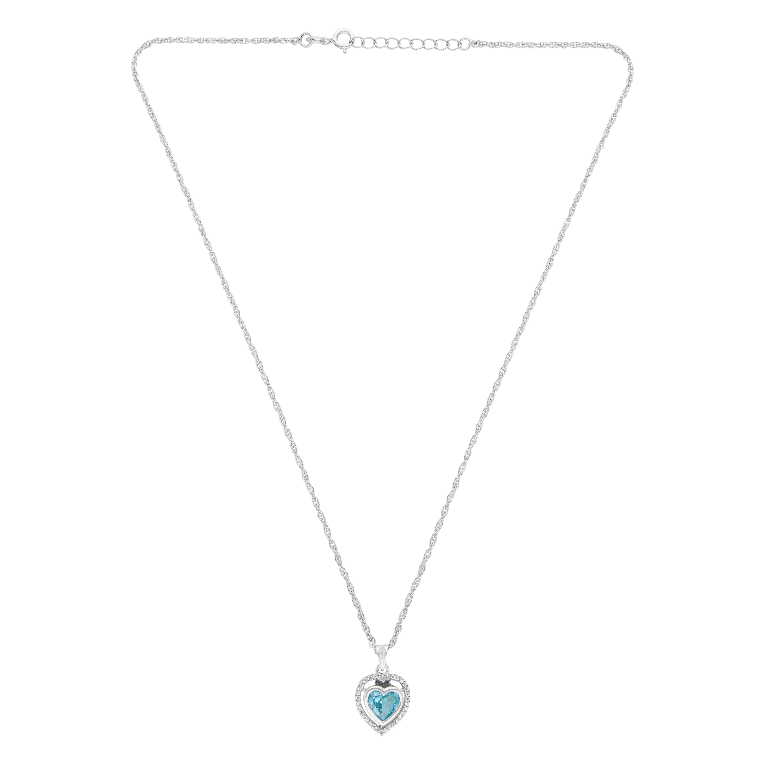 Elegant Blue Heart Pendant with Halo Sparkle | SKU : 0003594605, 0021456718