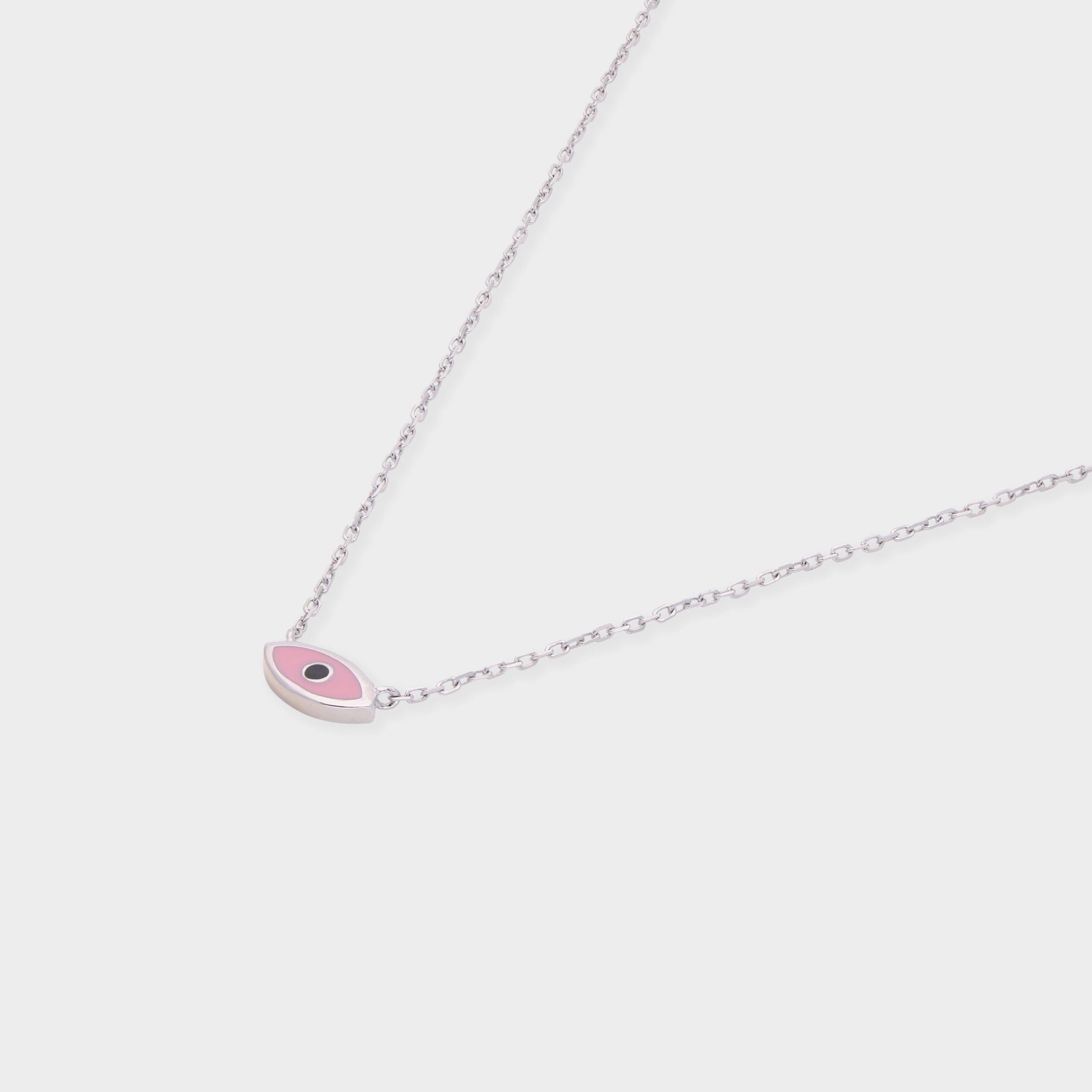Evil Eye Charm Necklace in Silver Tone – Pink & Red Variants | SKU : 0021525773, 0021525766, 0003624074, 0021525759, 0003624067