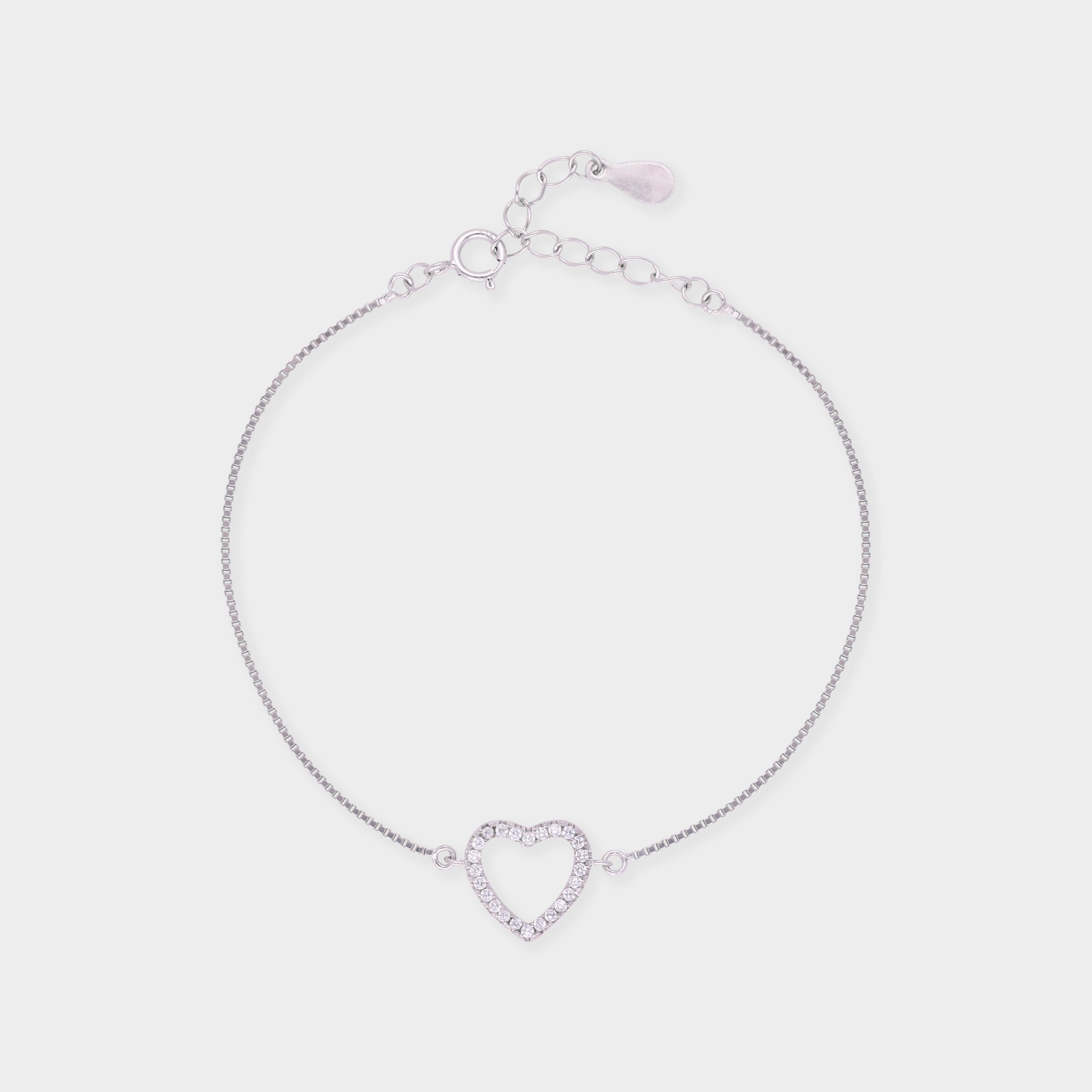 Heart Motif Bracelet in Silver Tone with Sparkling Stones | SKU : 0003624159, 0021525513, 0021525506, 0021525490, 0021525483, 0021546181, 0003631041
