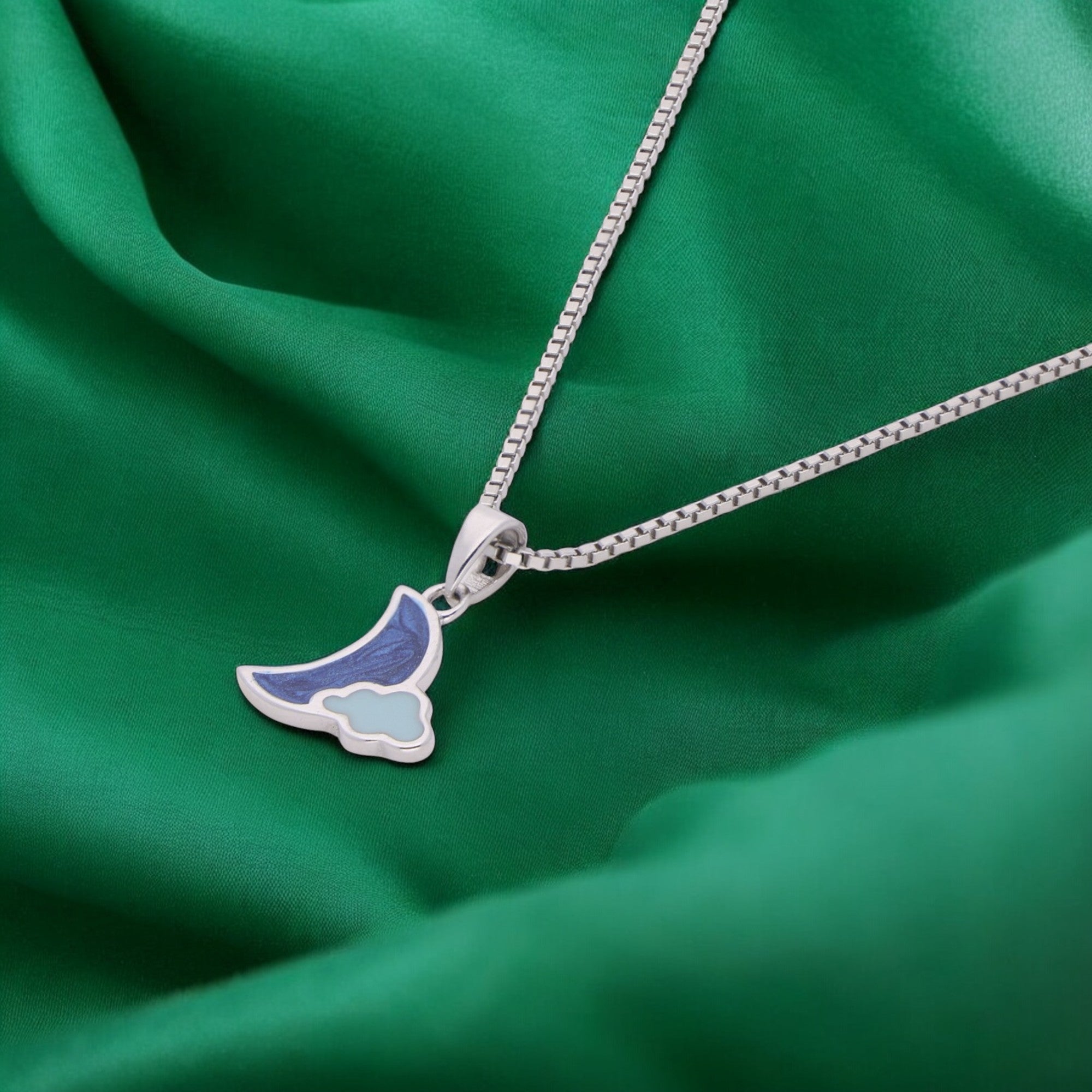 Sterling Silver Fancy Design Enamel Pendant Necklace | SKU : 0003631010, 0021546310