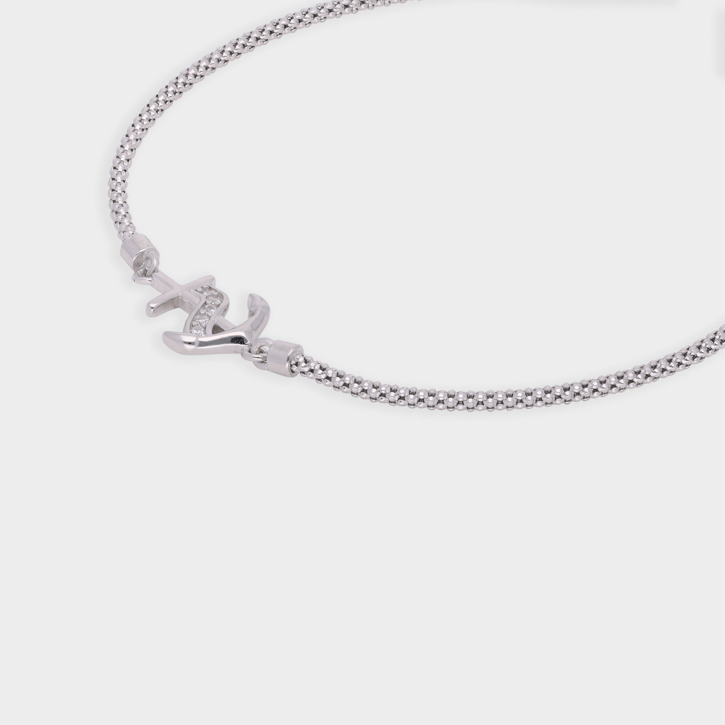Silver-Tone Nautical Anchor Bracelet with Pavé Accent | SKU :  0003631089, 0021546679, 0021546655, 0021546662