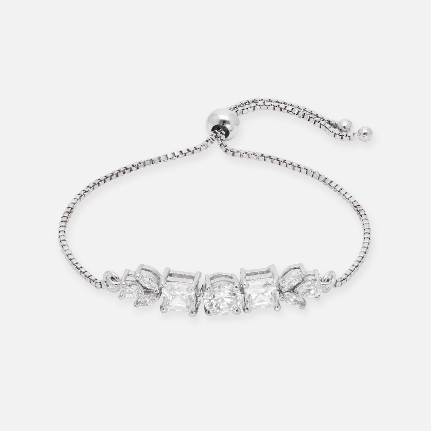 Asymmetrical Emerald-Cut Adjustable Sterling Silver Bracelet | SKU : 0022164117, 0022167712, 0003888322