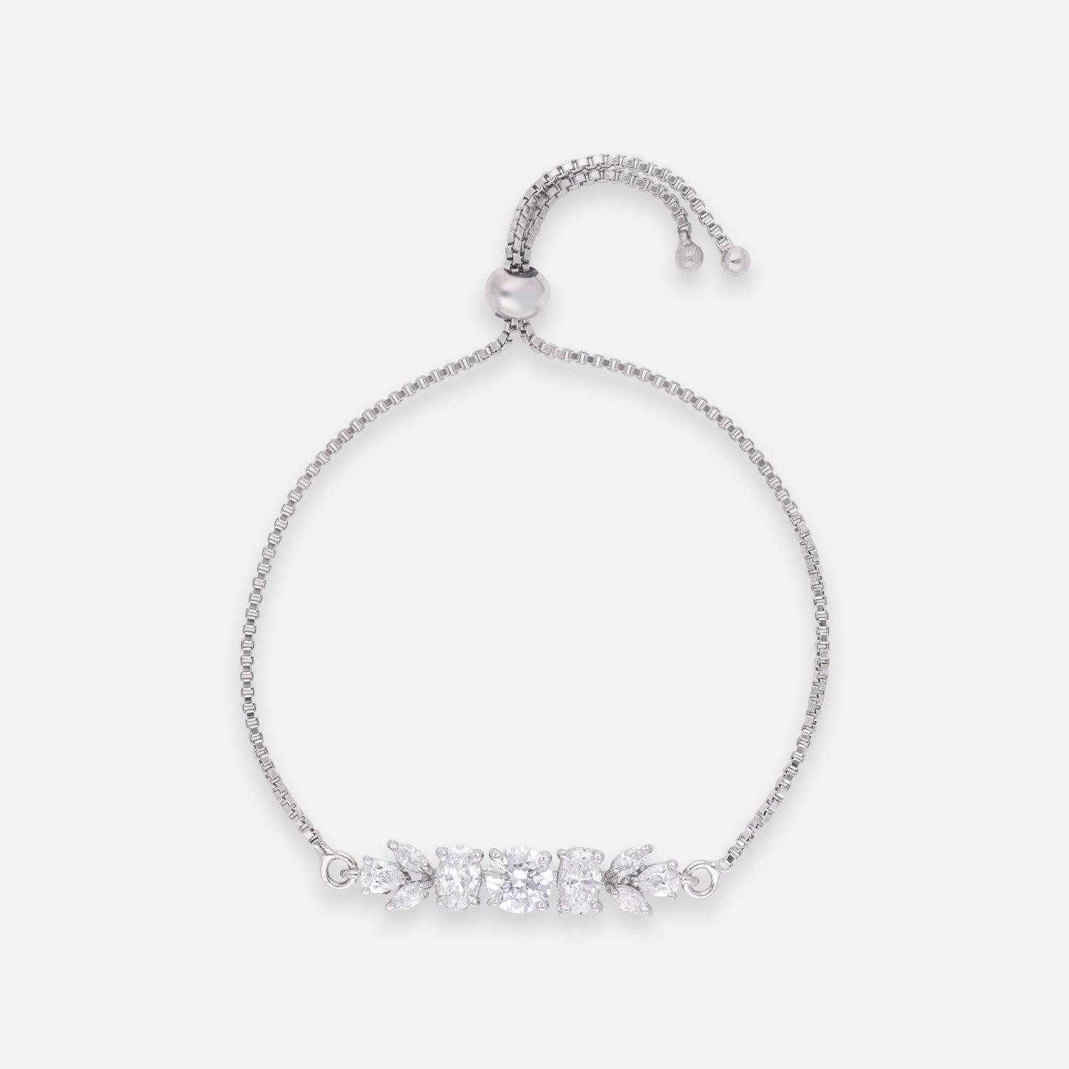 Round Halo Adjustable Sterling Silver Bracelet | SKU : 0022164131, 0022167736, 0003888346