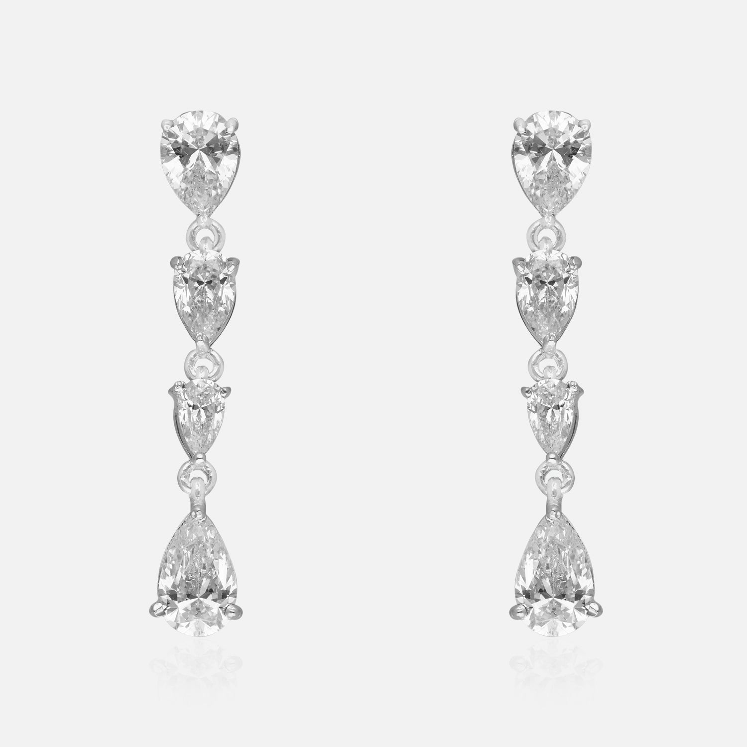 Sterling Silver Triple Pear Drop Earrings | SKU : 0022195999, 0022194602, 0003904350