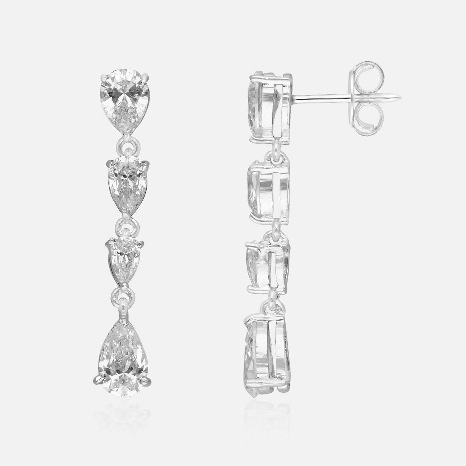 Sterling Silver Triple Pear Drop Earrings | SKU : 0022195999, 0022194602, 0003904350