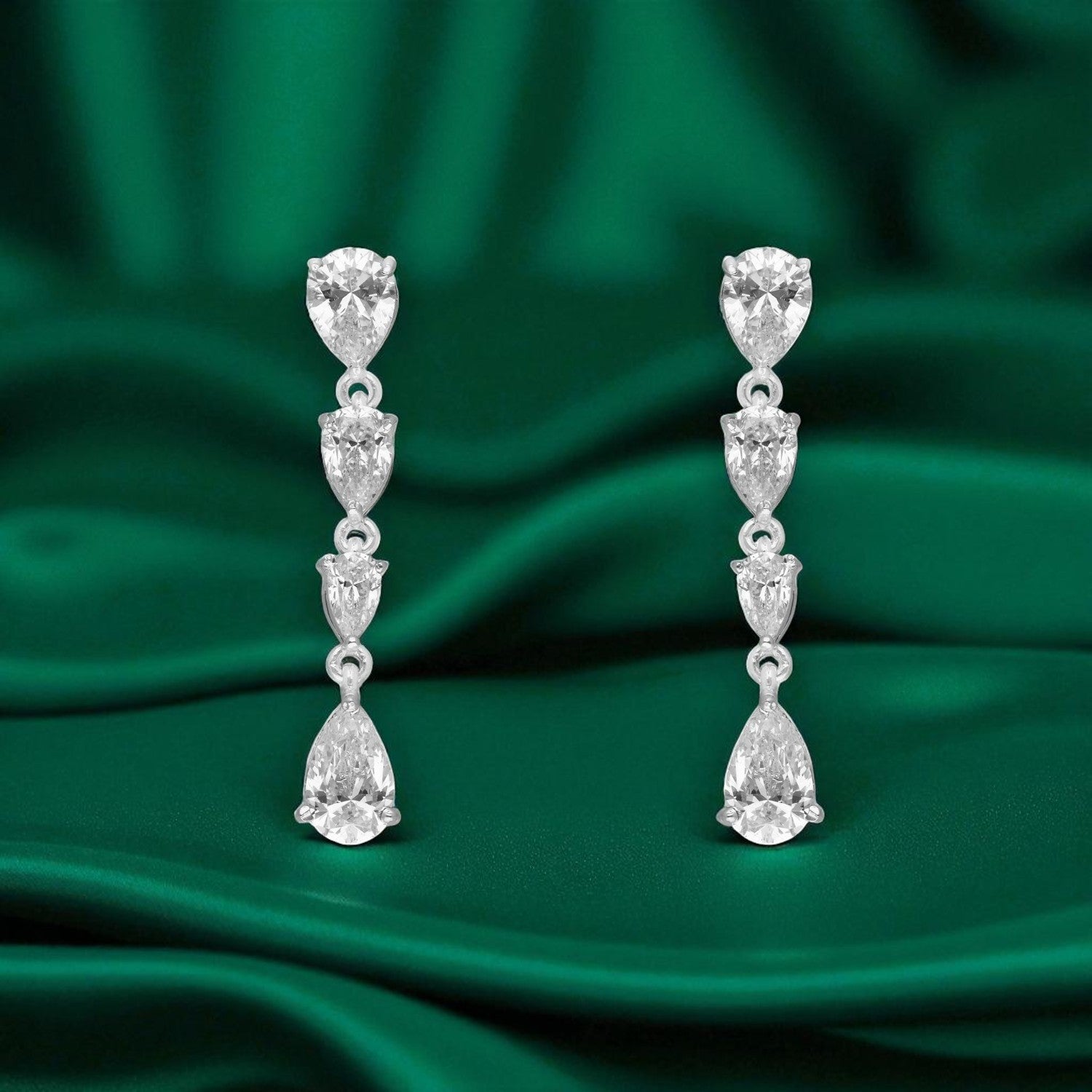Sterling Silver Triple Pear Drop Earrings | SKU : 0022195999, 0022194602, 0003904350