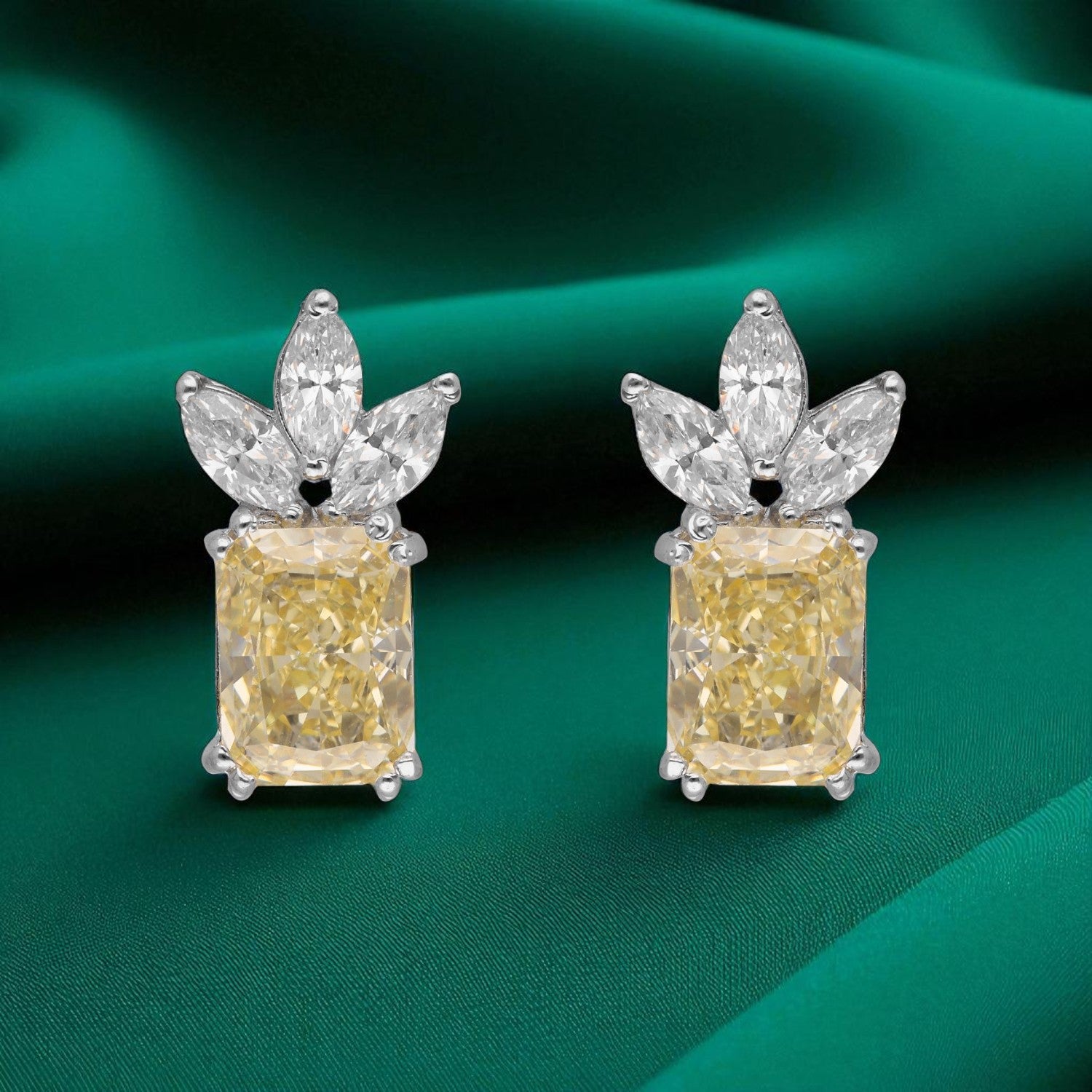 Radiant Elegance Cushion-Cut Gemstone Earrings | SKU : 0022196033, 0022194640, 0003904398
