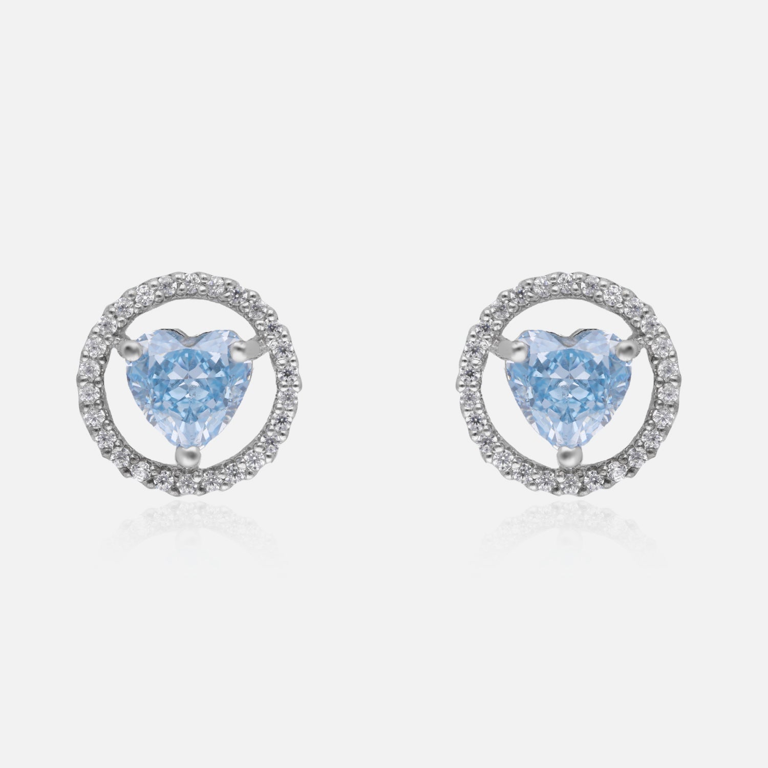 Eternal Love – Heart-Shaped Halo Gemstone Stud Earrings | SKU : 0022196057, 0022194664, 0003904411