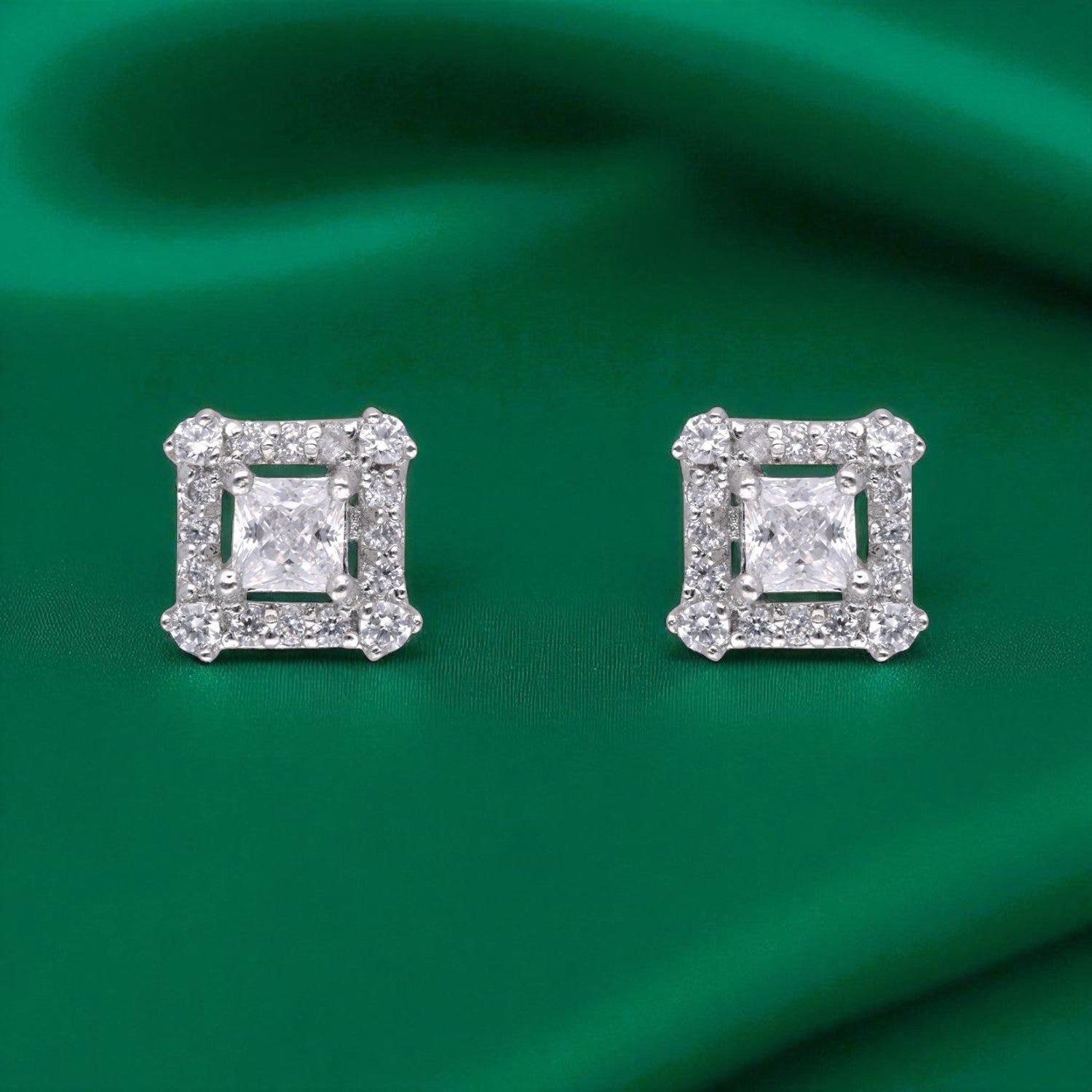 Regal Princess Halo Stud Earrings – Timeless Royal Elegance | SKU : 0022196170, 0022194787, 0003904534