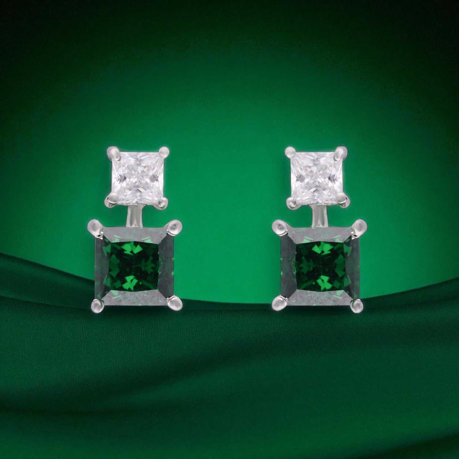 Dual Princess Gemstone Stud Earrings | SKU : 0022196255, 0022194862, 0003904619