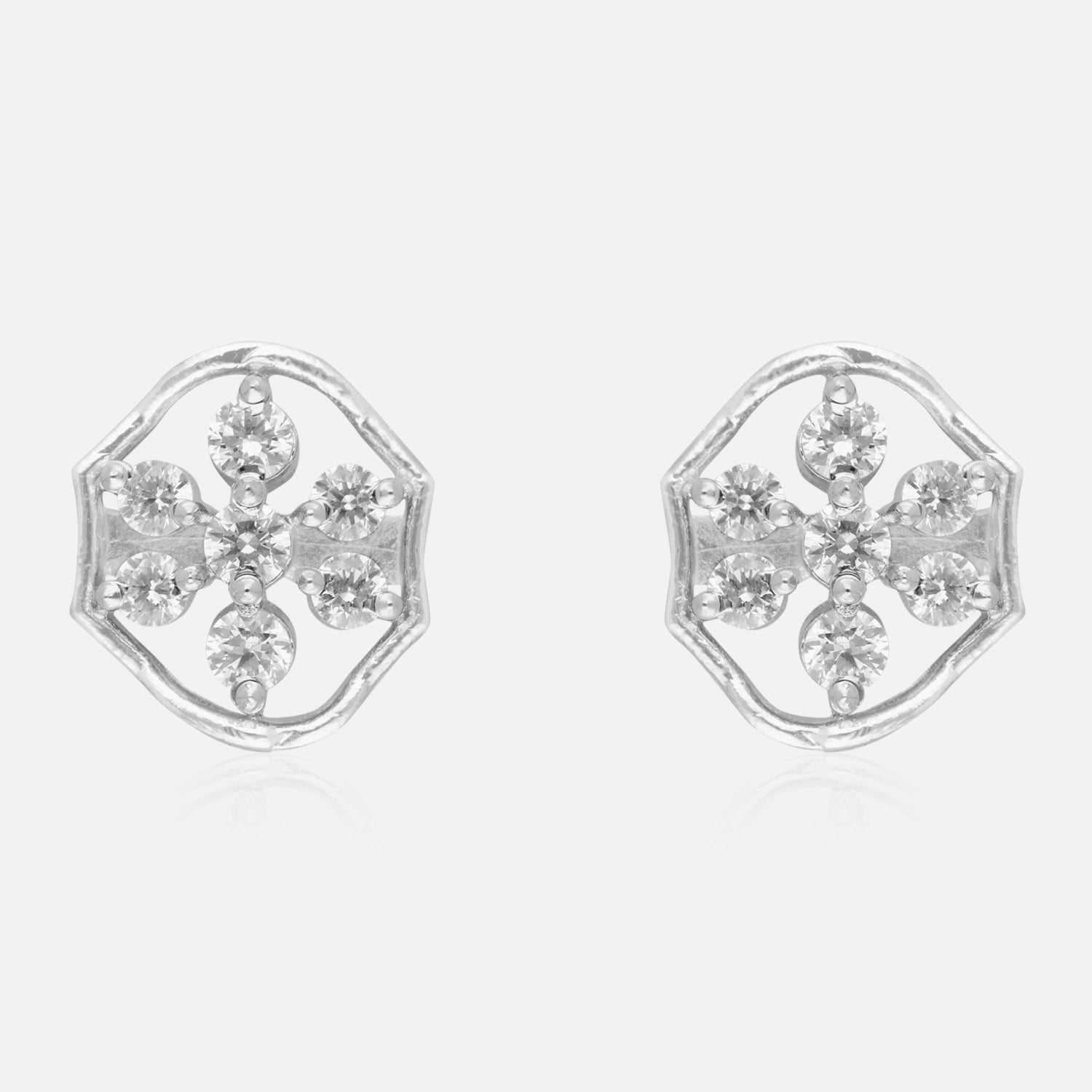 Regal Charm – Vintage-Inspired Hexagon Diamond Stud Earrings | SKU : 0022196293, 0022194909, 0003904657
