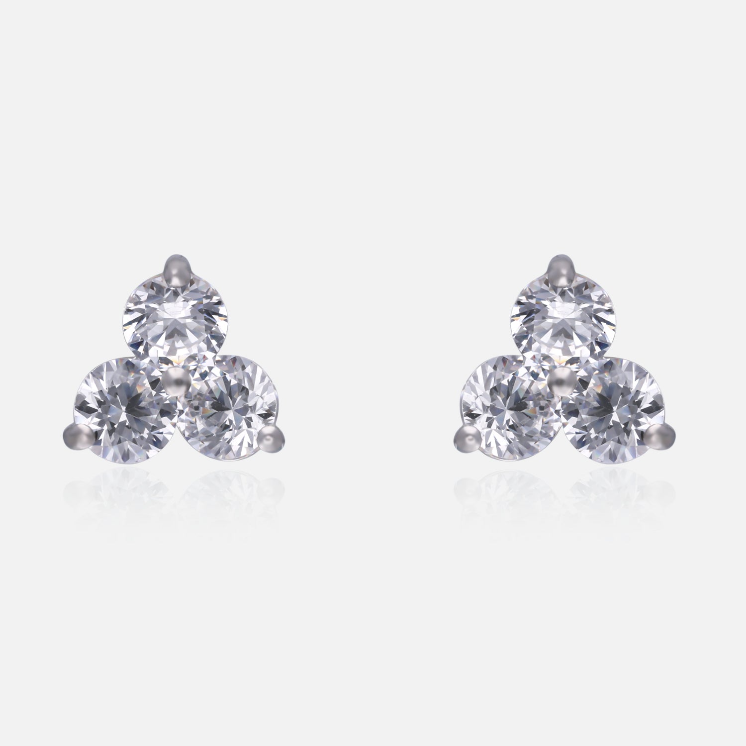 Sterling Silver Triple Round Cut Stud Earrings | SKU : 0022196347, 0022194954, 0003904701