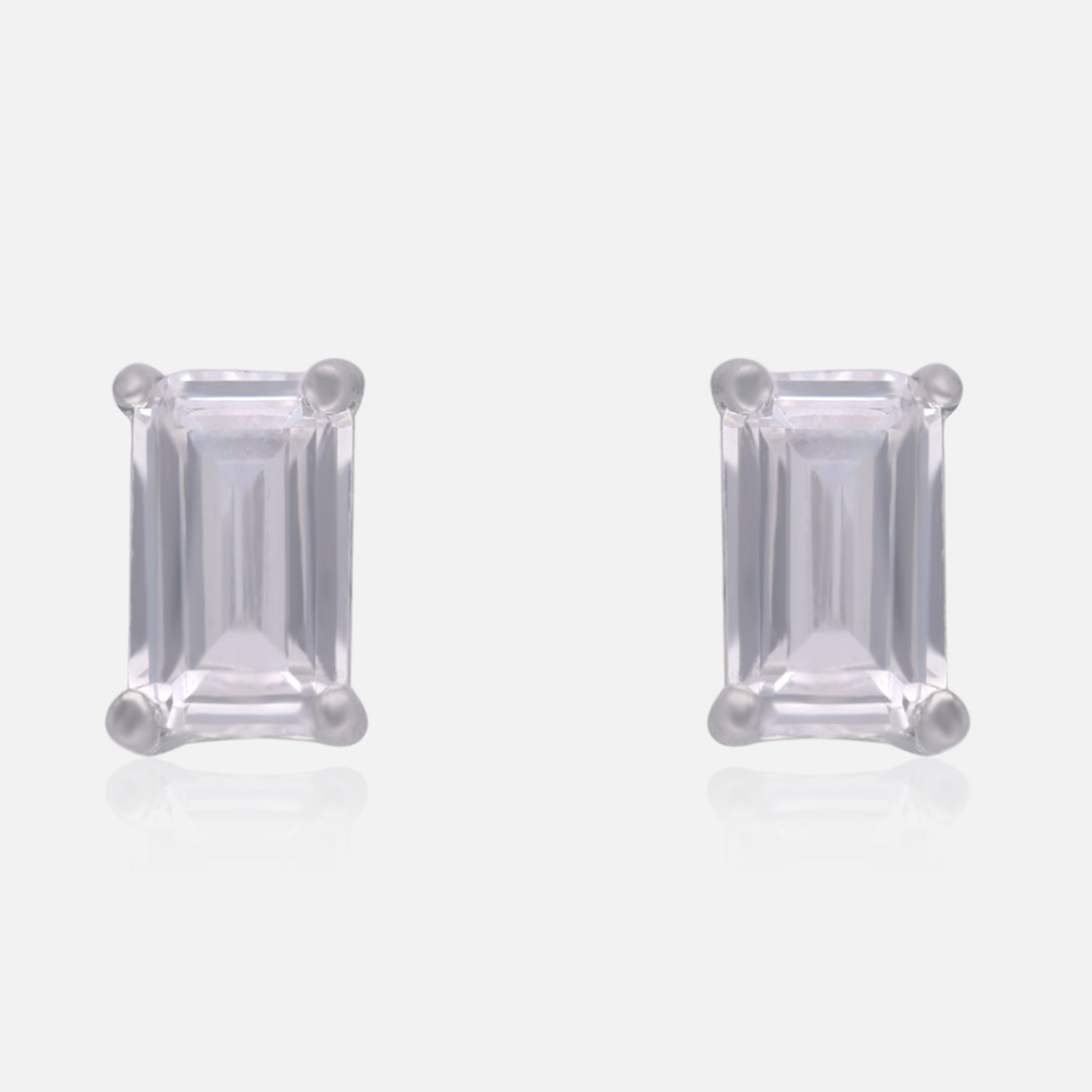 Minimalist Sterling Silver Emerald-Cut Stud Earrings | SKU : 0022196514, 0022195128, 0003904879