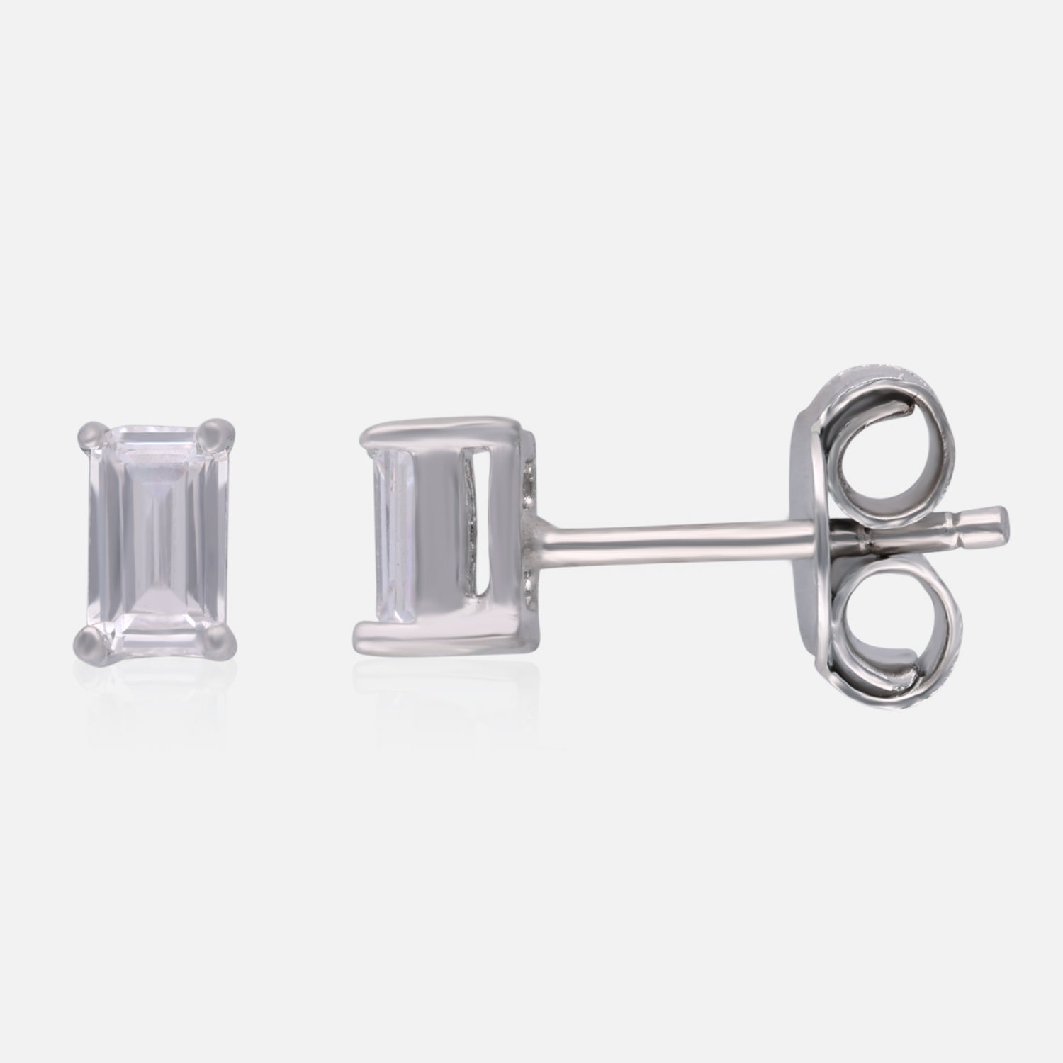 Minimalist Sterling Silver Emerald-Cut Stud Earrings | SKU : 0022196514, 0022195128, 0003904879