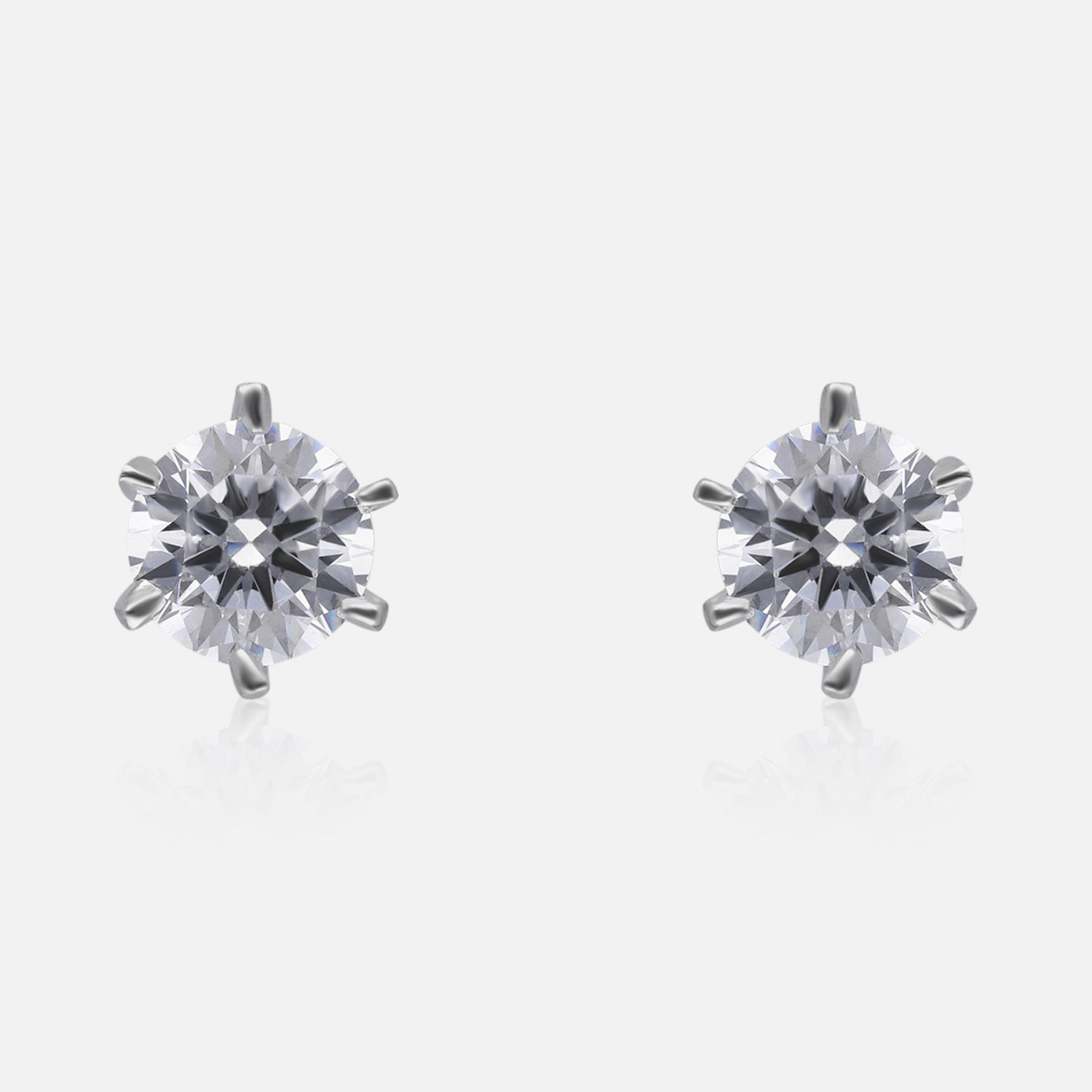 Classic Sterling Silver Round-Cut Solitaire Stud Earrings | SKU : 0022196521, 0022195135, 0003904886