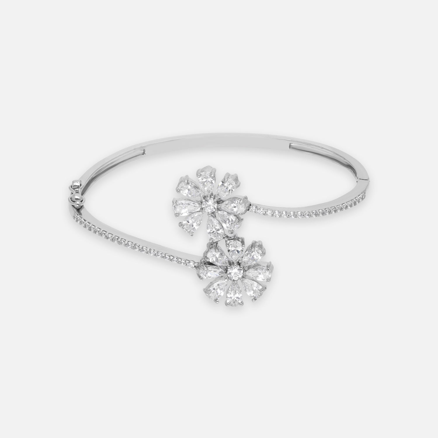 Sterling Silver Floral Diamond Bracelet | SKU : 0022219558, 0022219343, 0003922002