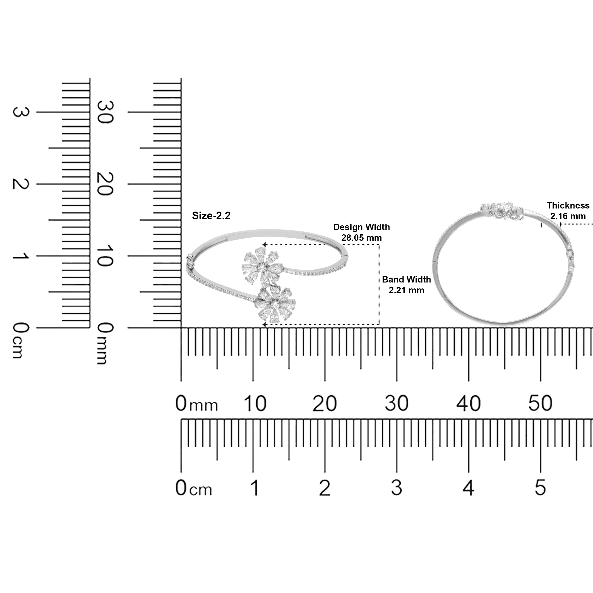 Sterling Silver Floral Diamond Bracelet | SKU : 0022219558, 0022219343, 0003922002