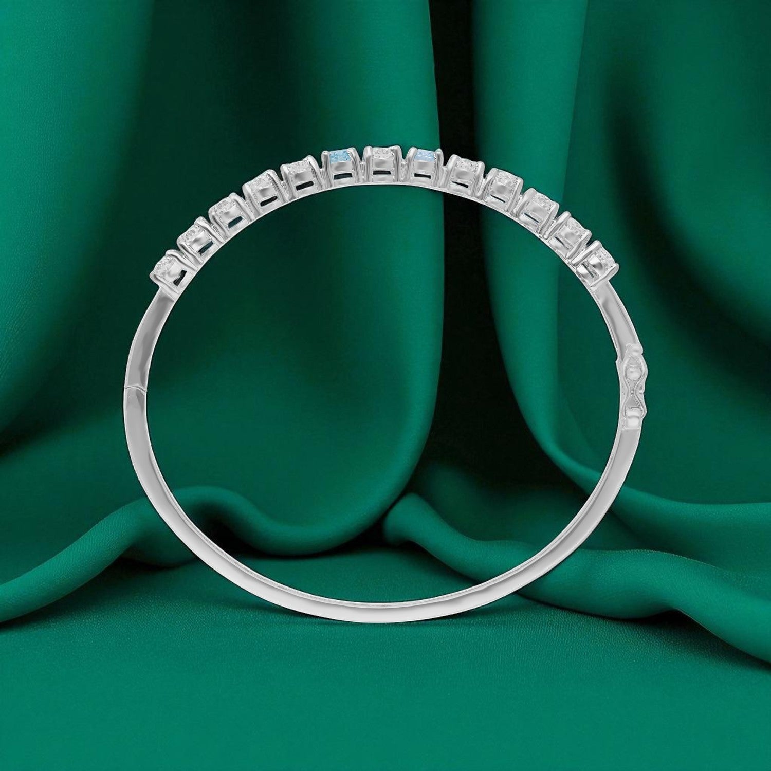 Elegant Blue Topaz & Diamond Bangle | SKU : 0022219596, 0022219381, 0003922040