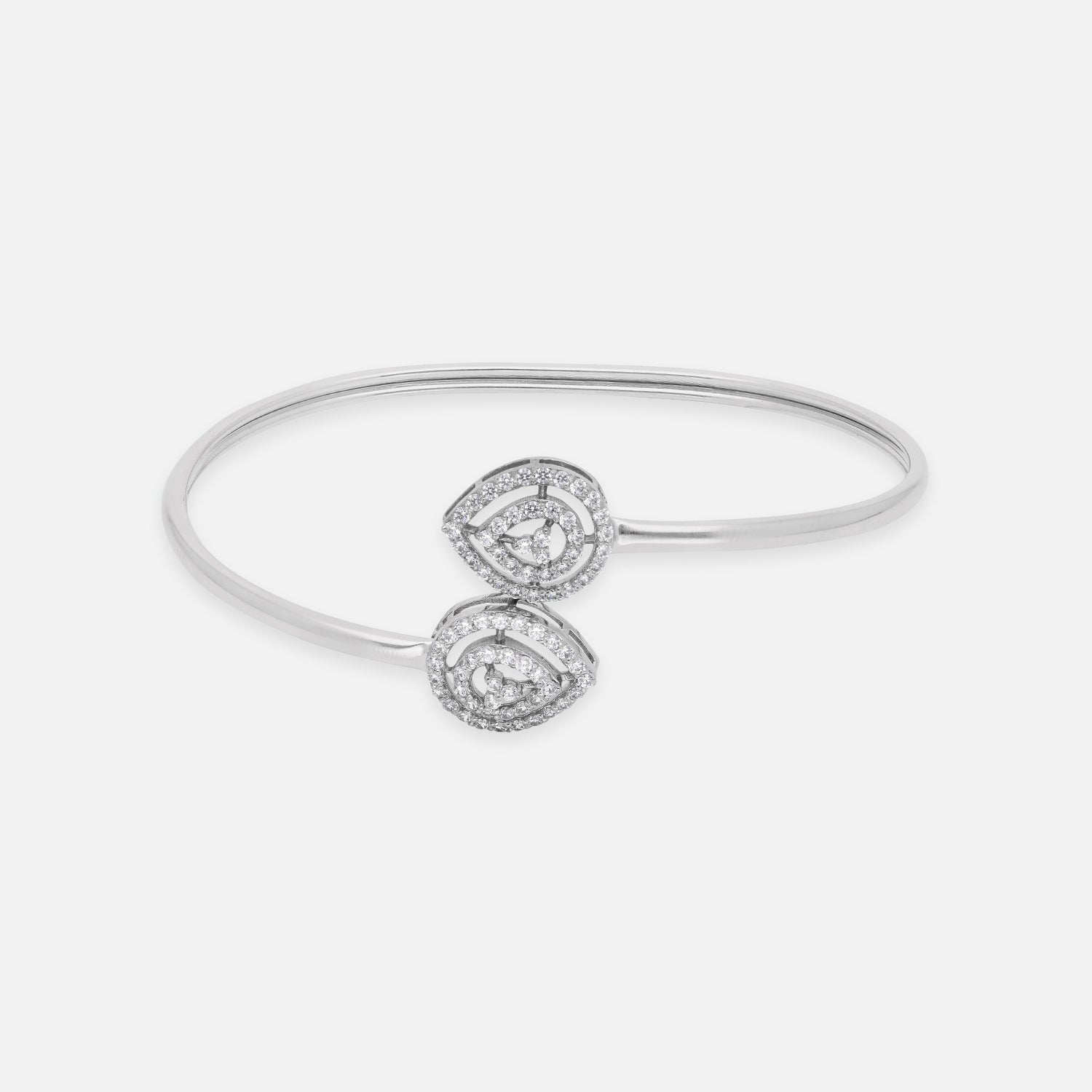 Sterling Silver Pear Halo Diamond-Accented Open Bangle | SKU : 0022219633, 0022219428, 0003922088
