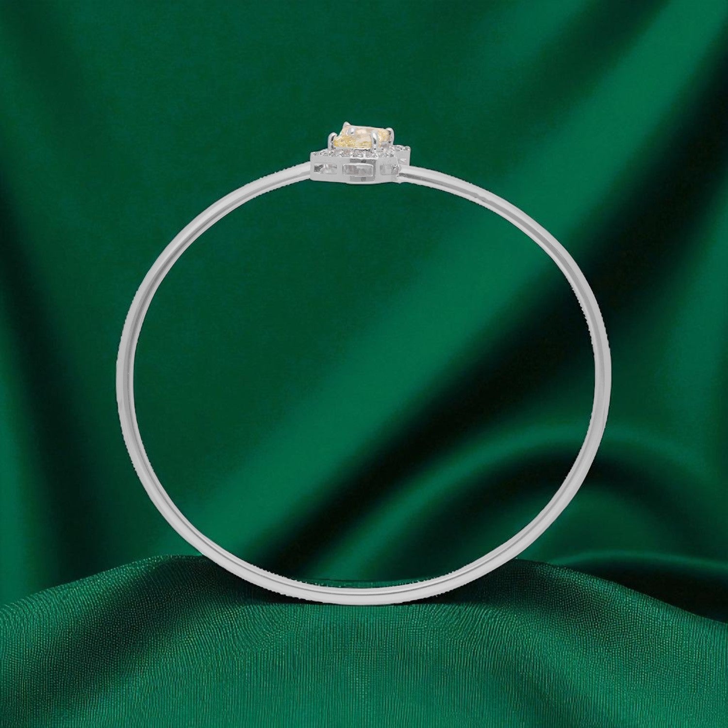 Sterling Silver Pear Yellow Gem Halo Open Bangle | SKU : 0022219695, 0022219480, 0003922149