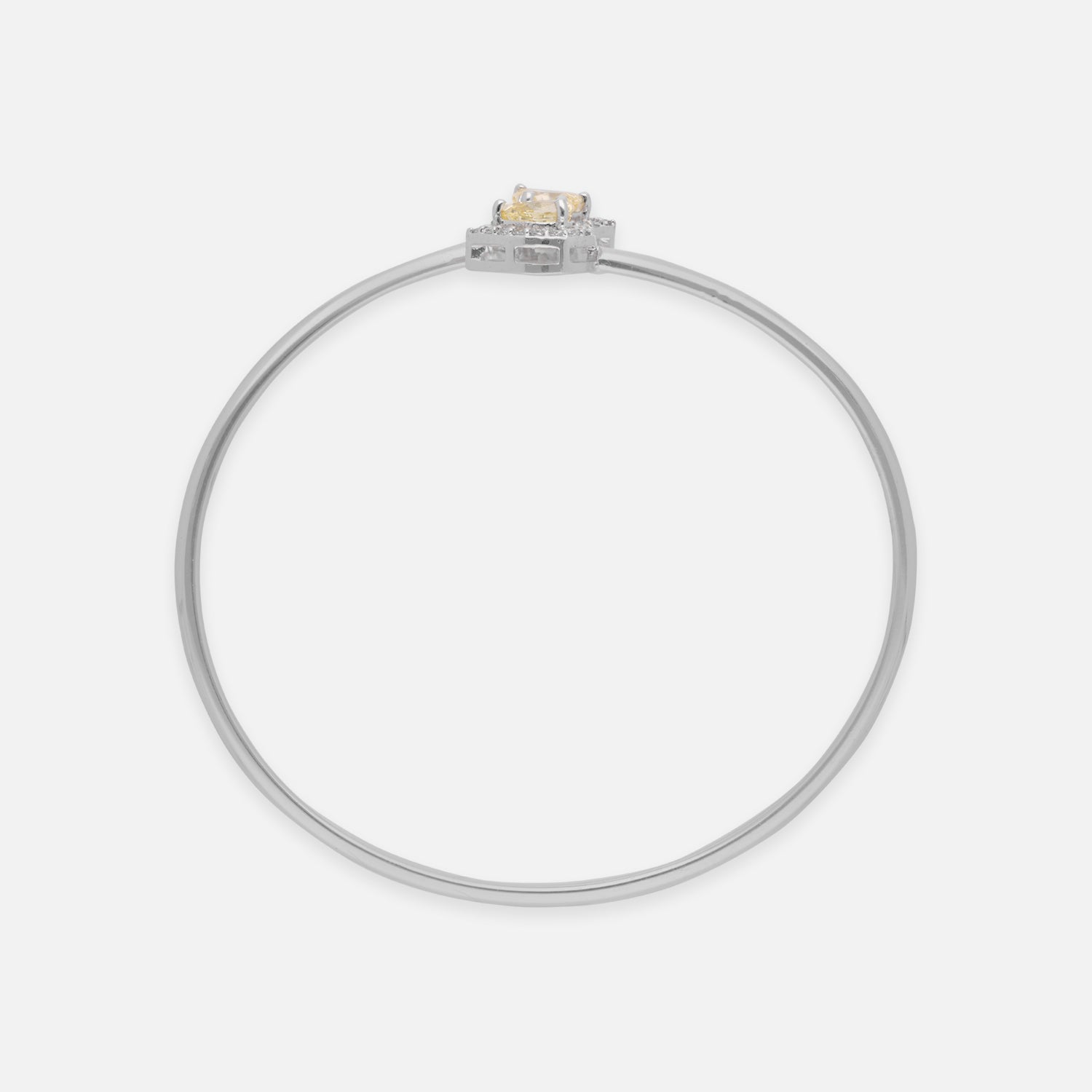 Sterling Silver Pear Yellow Gem Halo Open Bangle | SKU : 0022219695, 0022219480, 0003922149