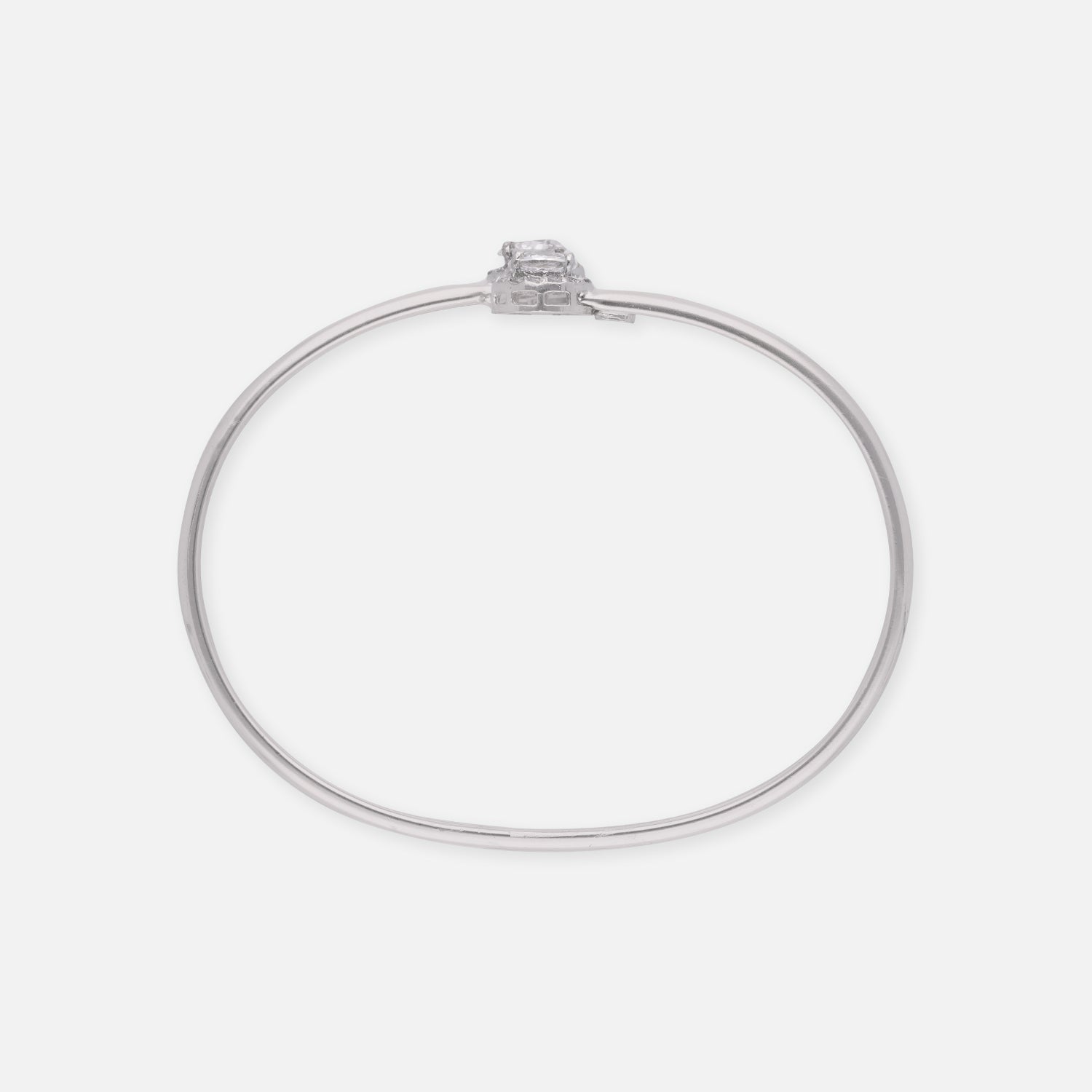 Sterling Silver Twin Oval Halo Diamond-Accented Open Bangle | SKU : 0022219718, 0022219503, 0003922163