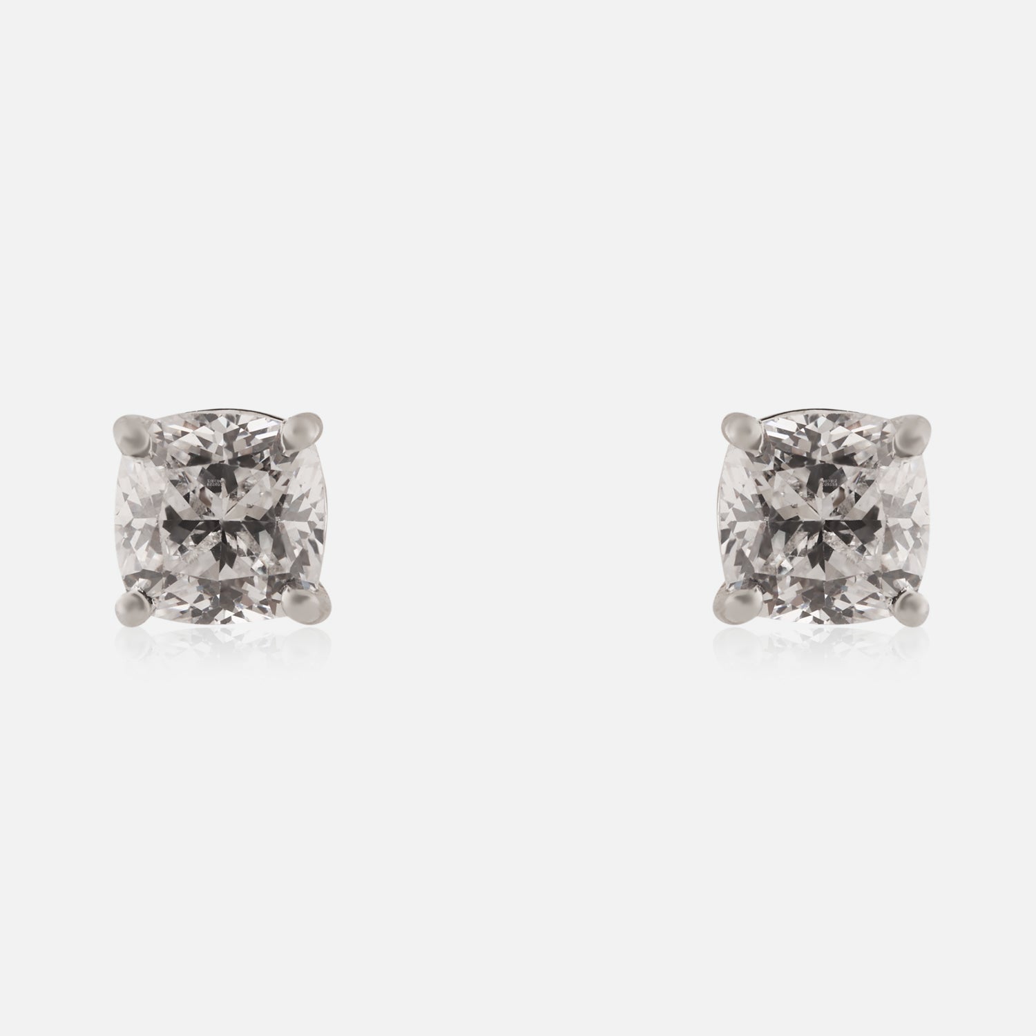 Classic Cushion-Cut Sterling Silver Solitaire Stud Earrings | SKU : 0022260895, 0022259714, 0003939284