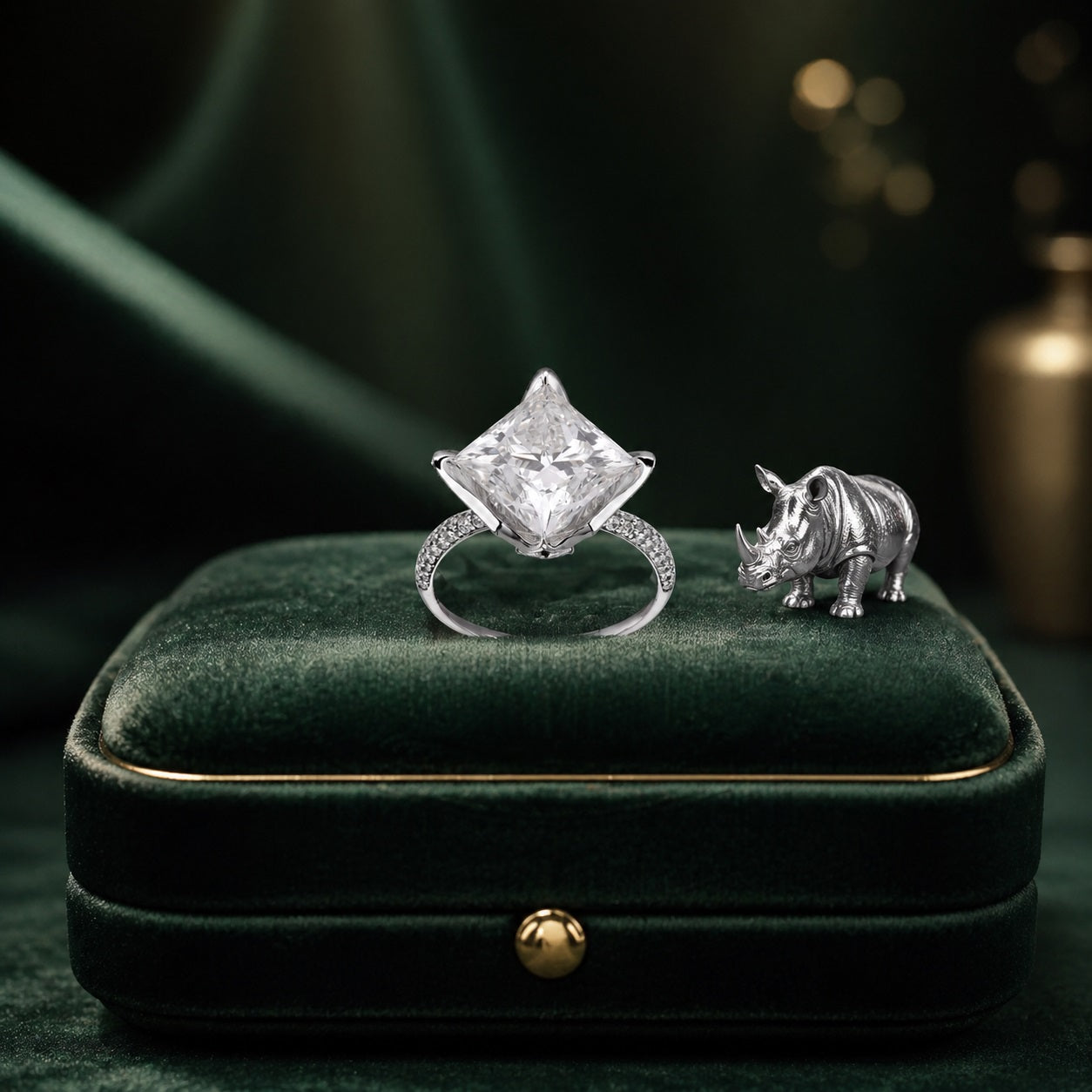 Lab Grown Princess Cut Diamond Solitaire Ring in White Gold | SKU : 0004759379