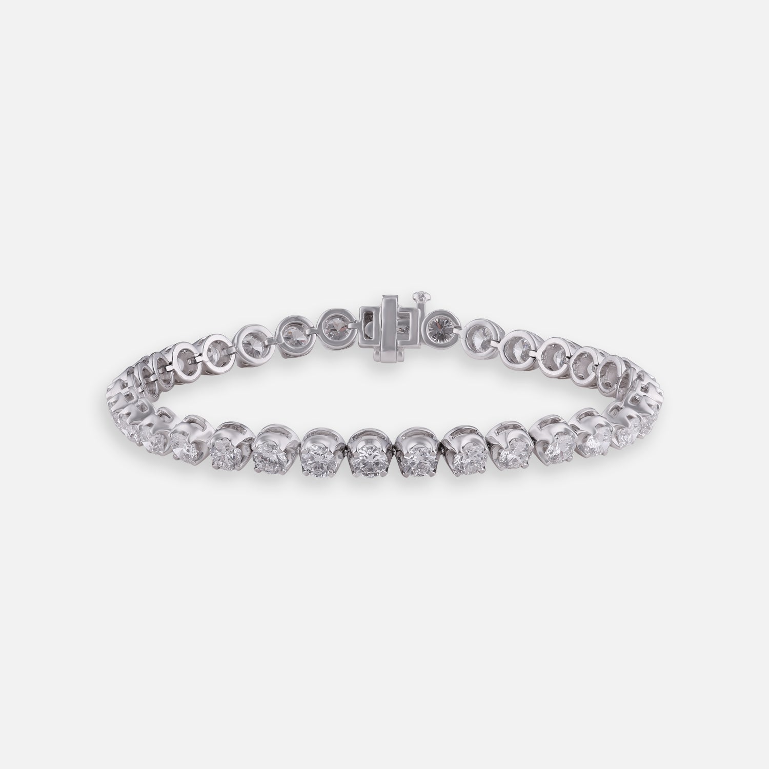 Lab Grown 8.560 Carat Round Brilliant Diamond Tennis Bracelet in 18 Karat White Gold | SKU : 0004933335
