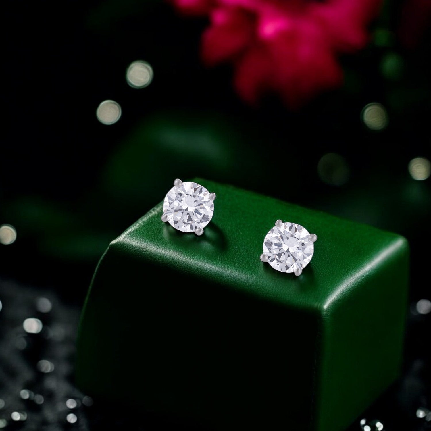 Lab Grown 1.510 Carat Diamond Stud Earrings in 18 Karat Rose Gold | SKU : 0005032624