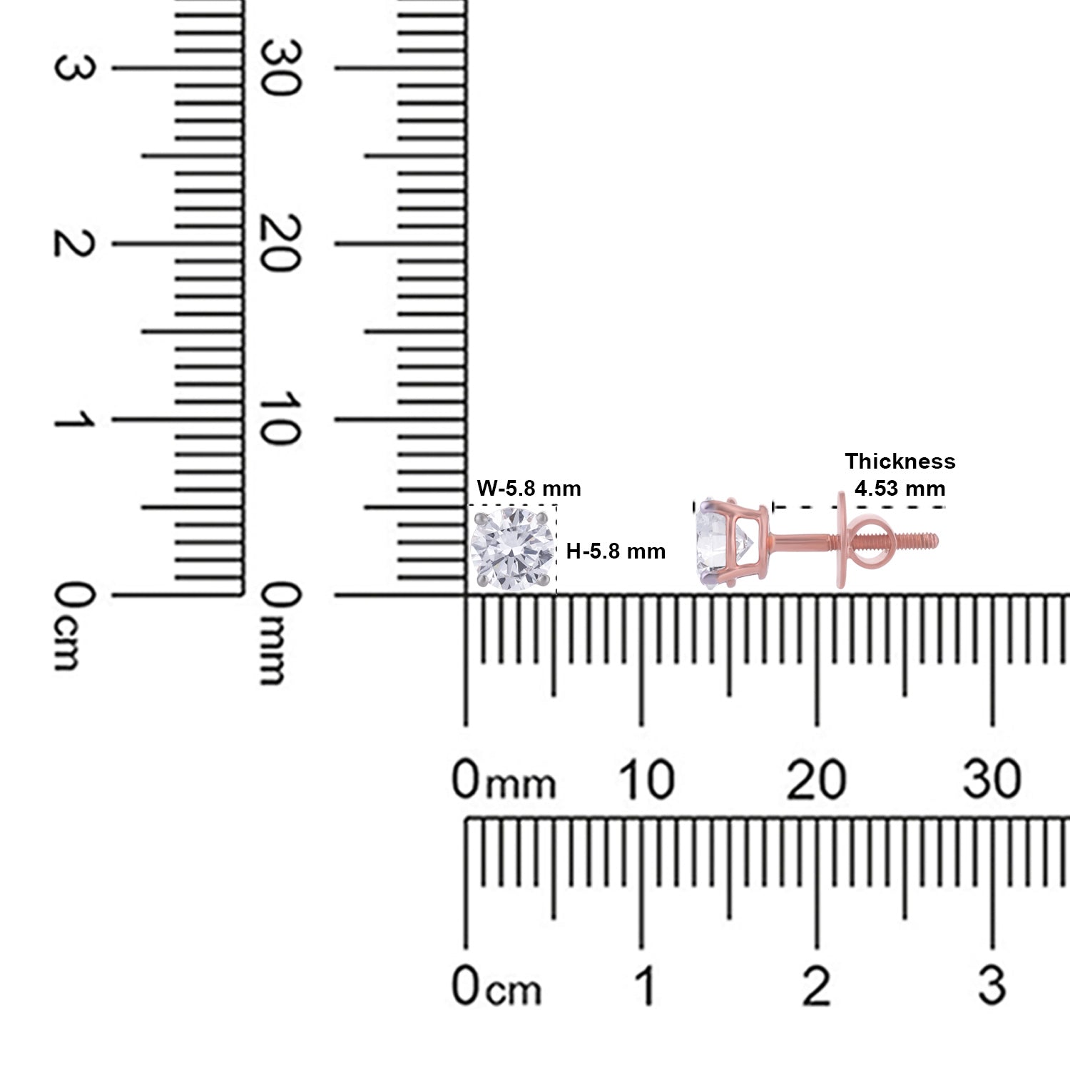 Lab Grown 1.510 Carat Diamond Stud Earrings in 18 Karat Rose Gold | SKU : 0005032624