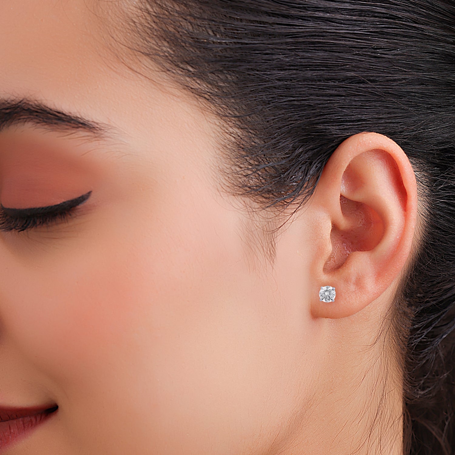 Lab Grown 1.510 Carat Diamond Stud Earrings in 18 Karat Rose Gold | SKU : 0005032624