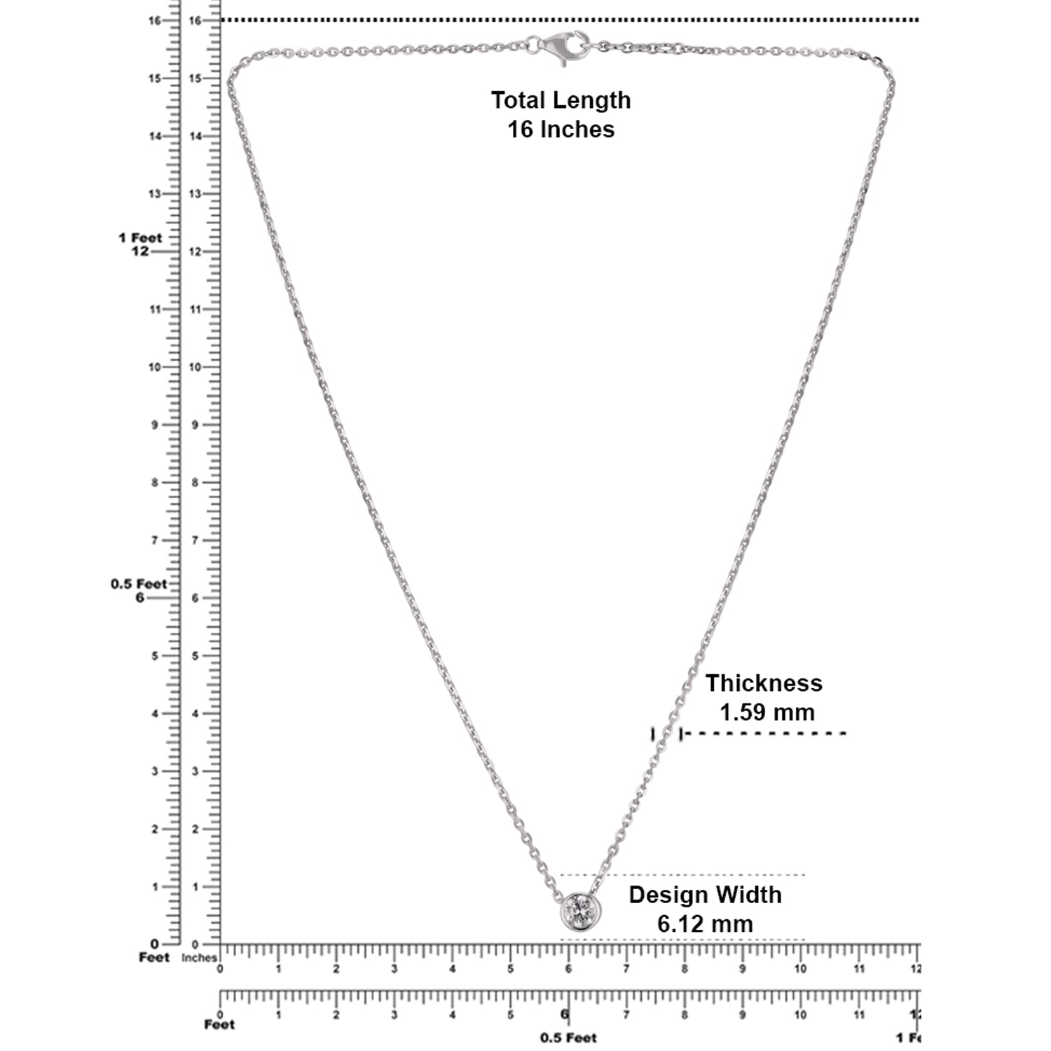 Lab Grown 0.49 Carat Round Brilliant Diamond Solitaire Pendant in 18 Karat White Gold | SKU : 0005033980