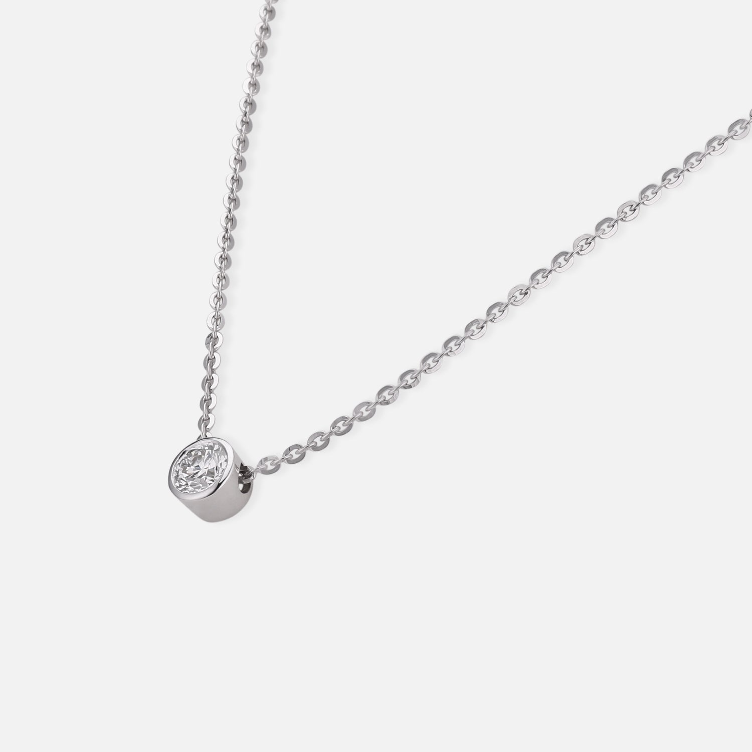 Lab Grown 0.550 Carat Round Brilliant Diamond Solitaire Pendant in 18 Karat White Gold | SKU : 0005033997