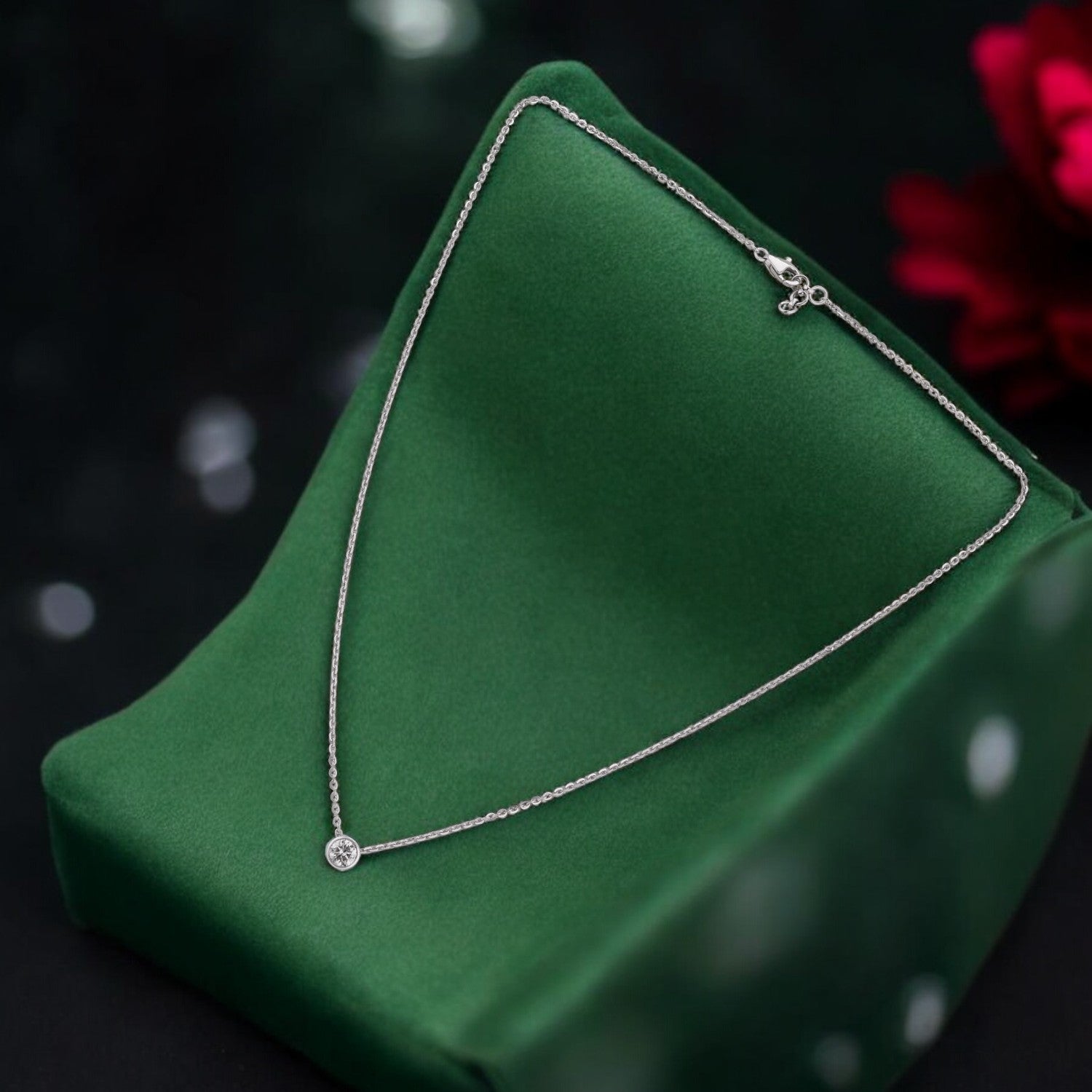 Lab Grown 0.550 Carat Round Brilliant Diamond Solitaire Pendant in 18 Karat White Gold | SKU : 0005033997