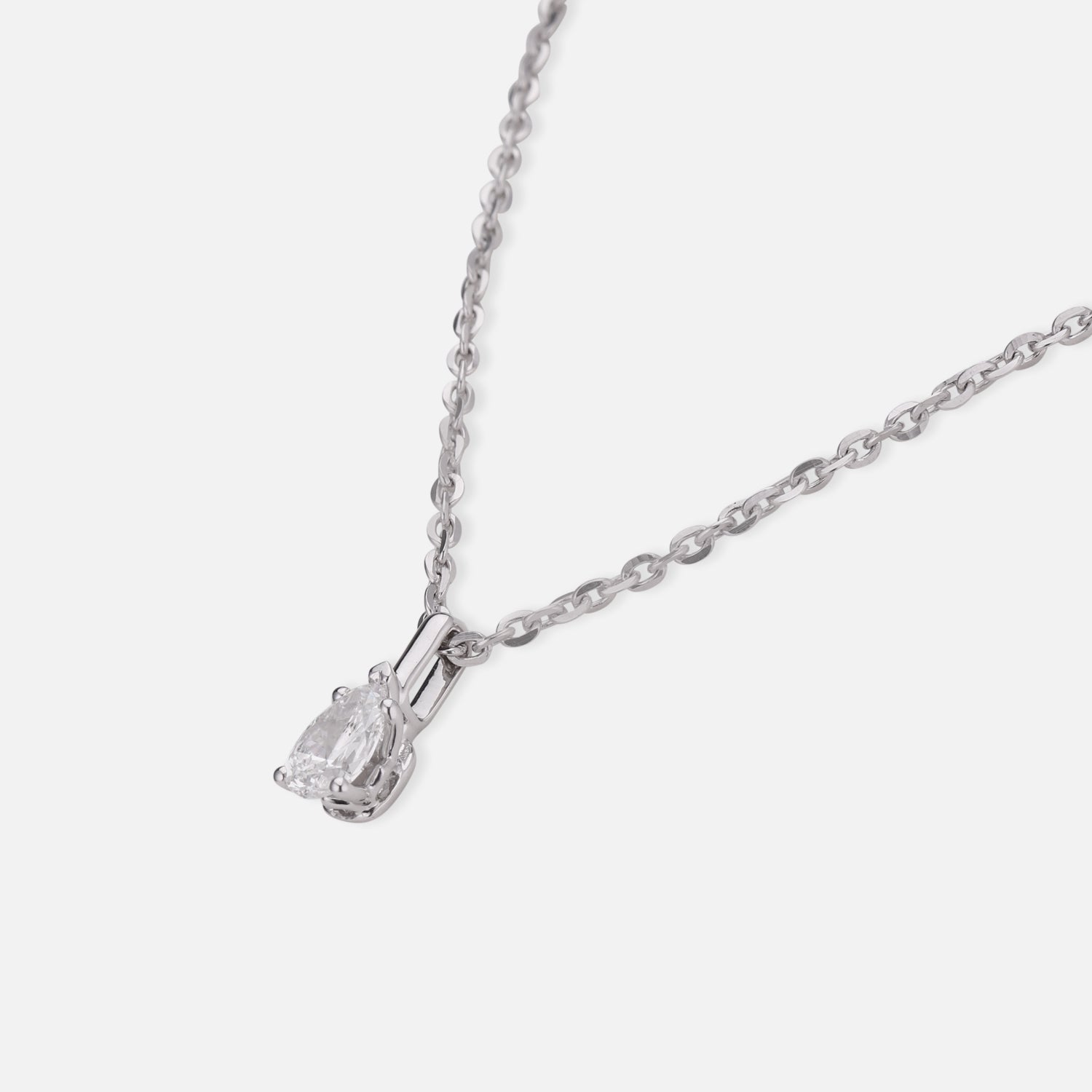 Lab Grown 0.50 Carat Pear Cut Diamond Solitaire Pendant in 18 Karat White Gold | SKU : 0005034017