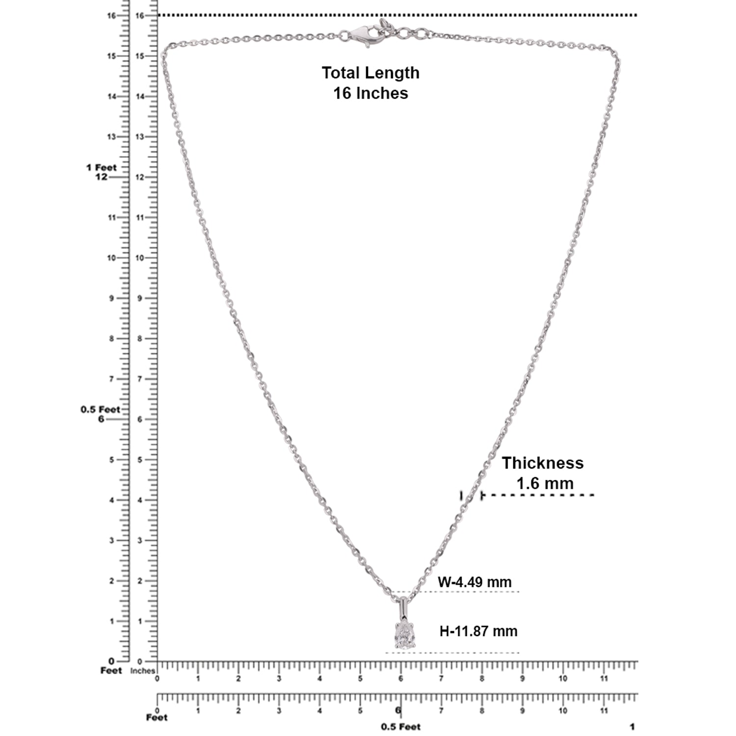 Lab Grown 0.50 Carat Pear Cut Diamond Solitaire Pendant in 18 Karat White Gold | SKU : 0005034017