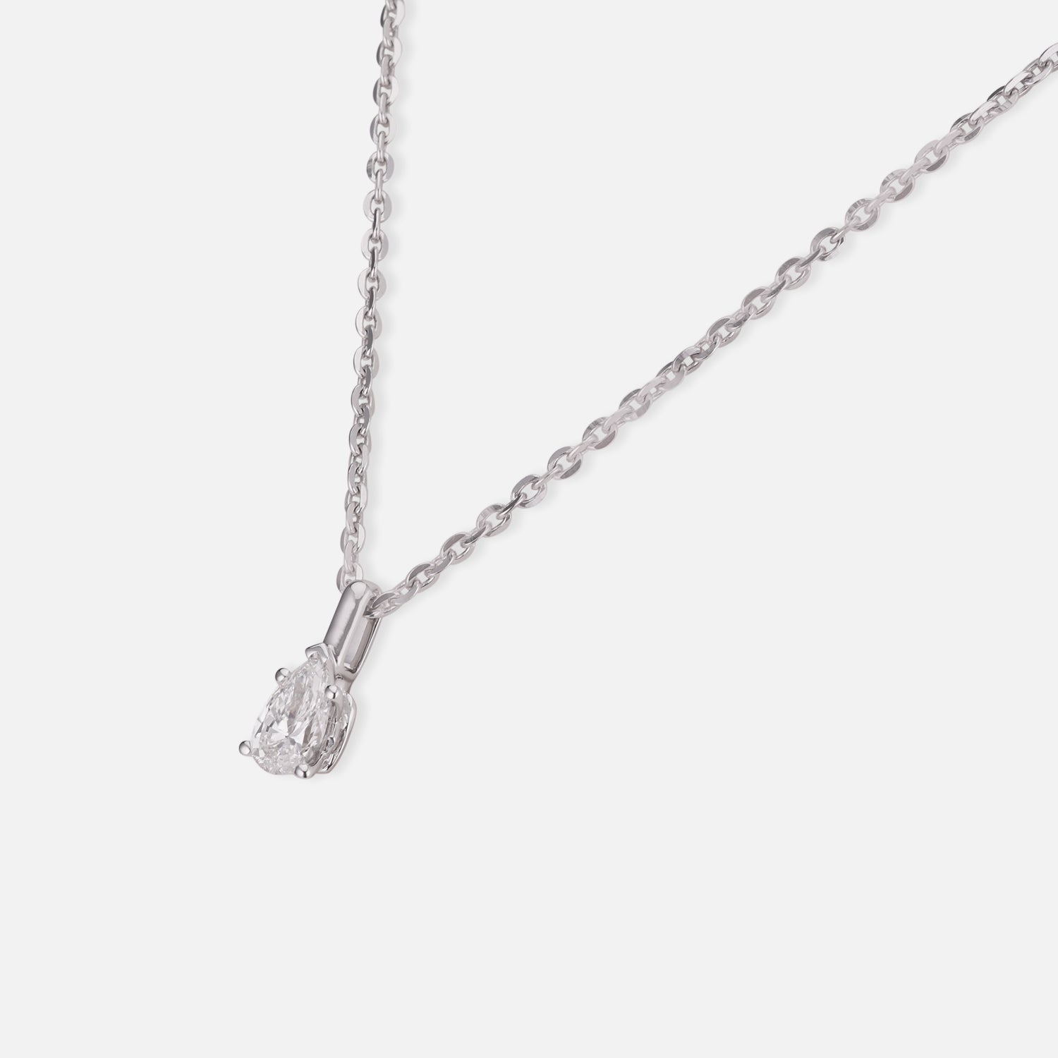 Lab Grown 0.540 Carat Pear Cut Diamond Solitaire Pendant in 18 Karat White Gold | SKU : 0005034024