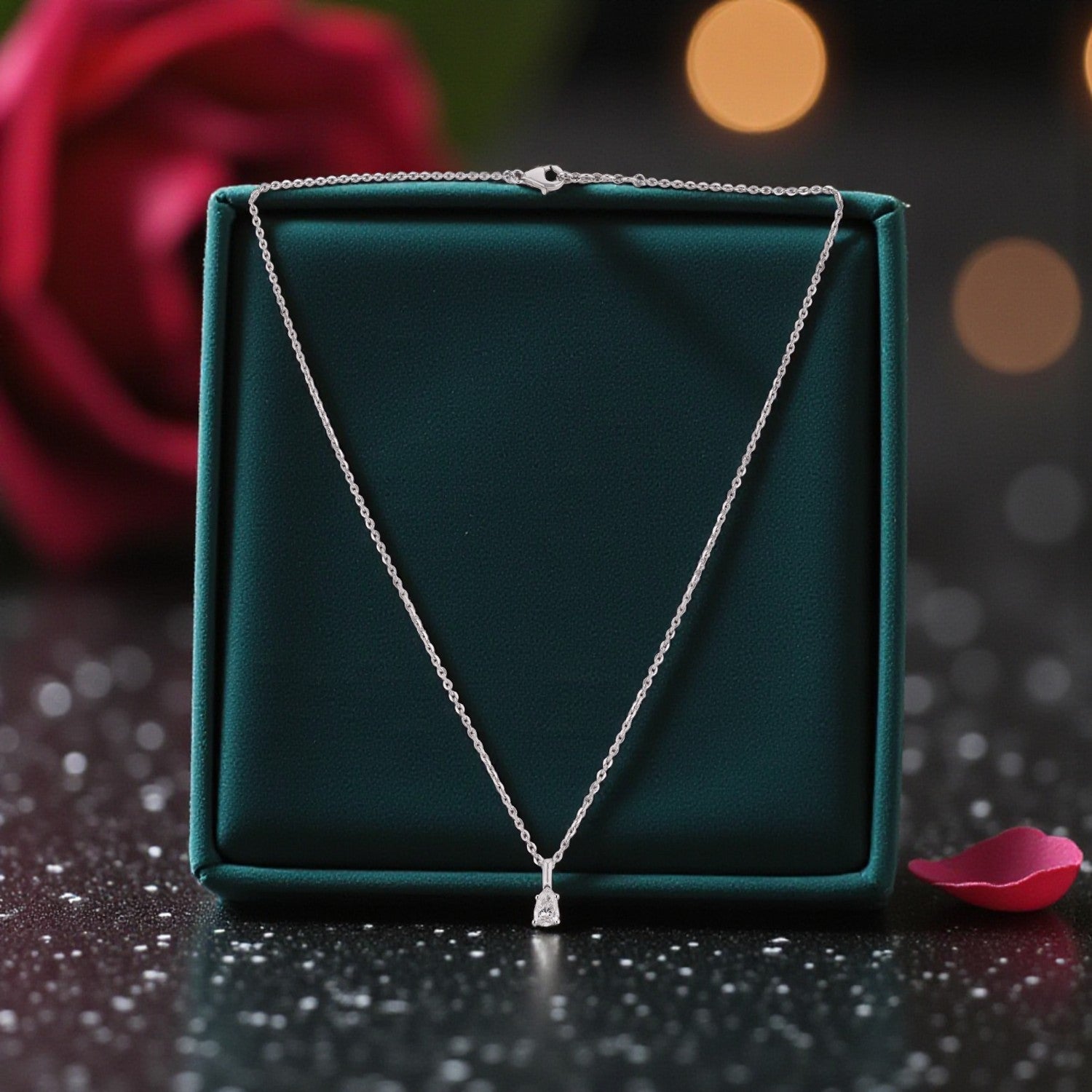 Lab Grown 0.540 Carat Pear Cut Diamond Solitaire Pendant in 18 Karat White Gold | SKU : 0005034024