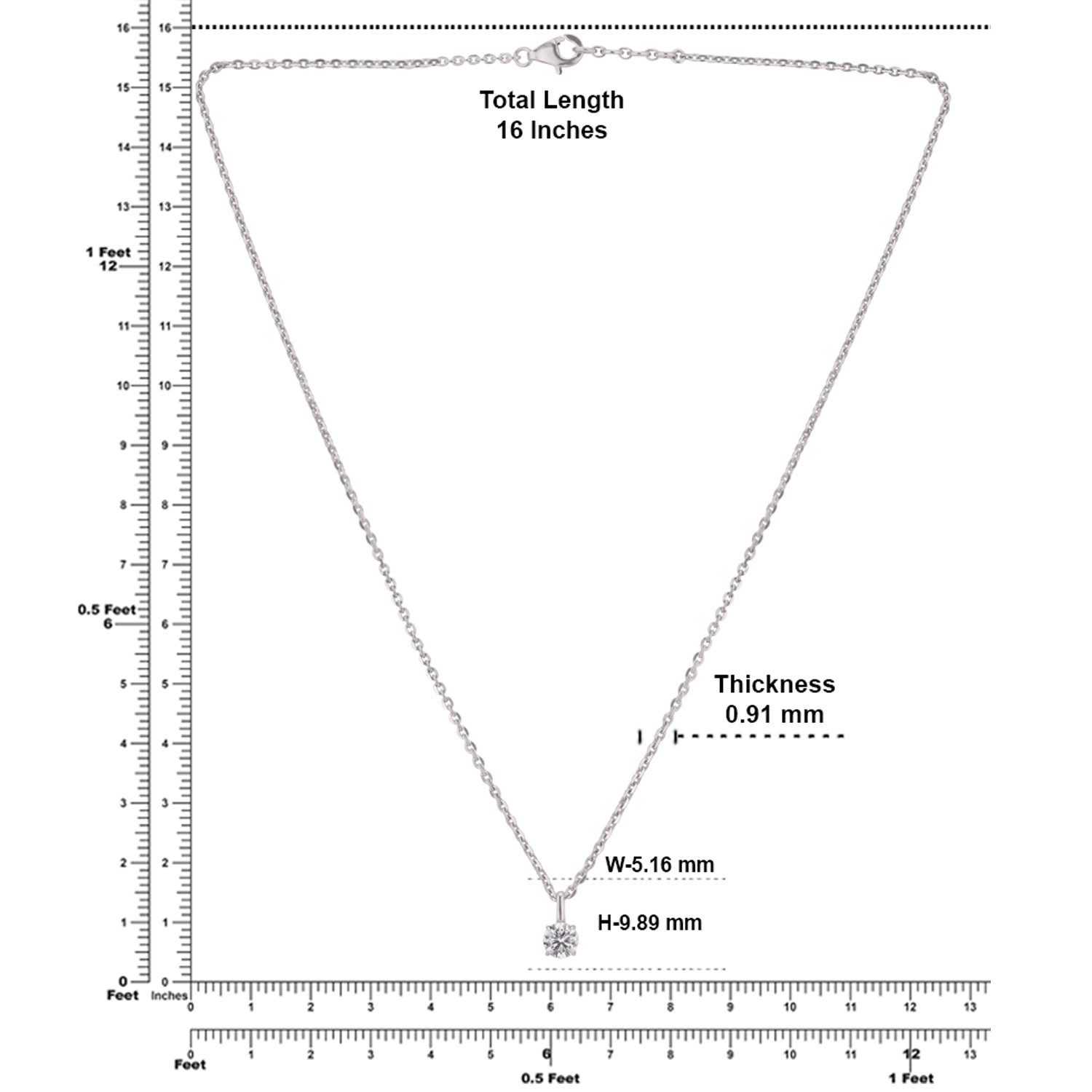 Lab Grown 0.57 Carat Round Brilliant Diamond Solitaire Pendant in 18 Karat White Gold | SKU : 0005039302