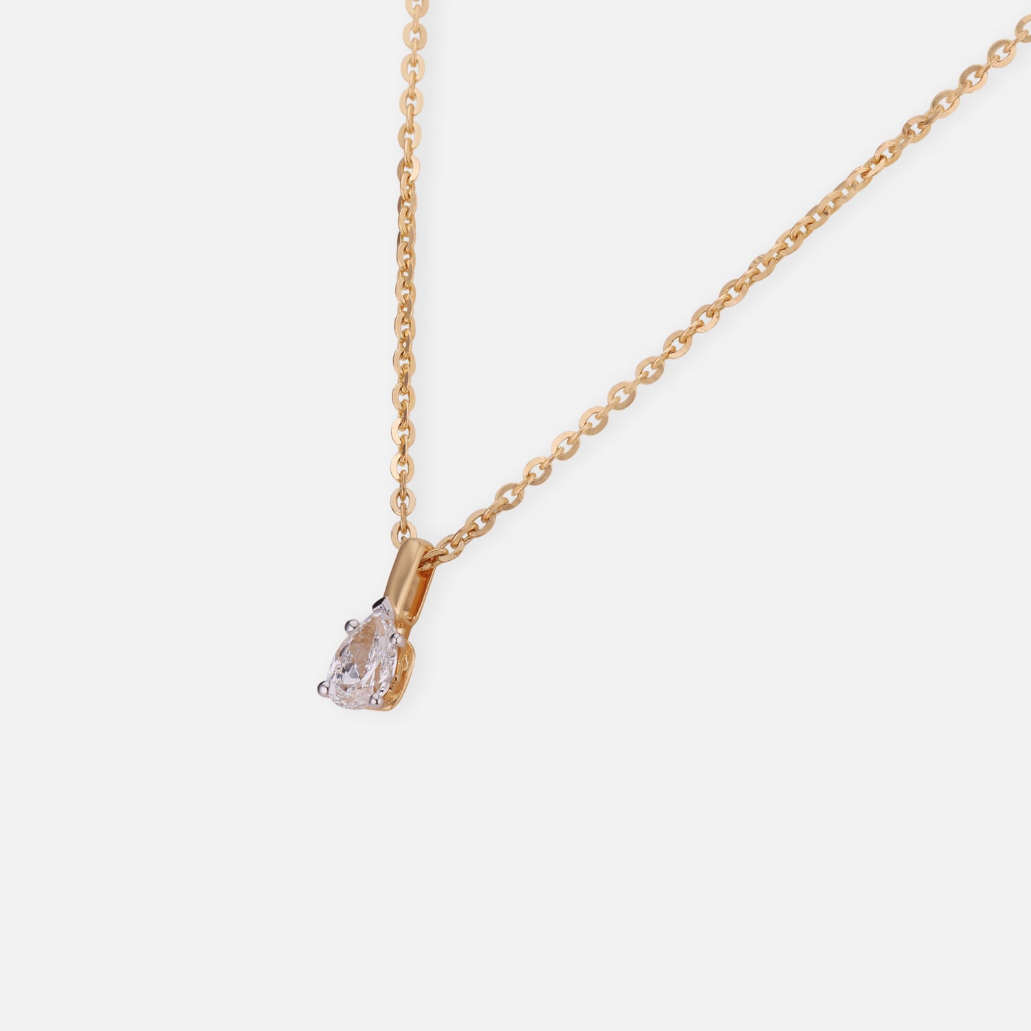 Lab Grown 0.54 Carat Pear Cut Diamond Solitaire Pendant in 18 Karat Yellow Gold | SKU : 0005039319
