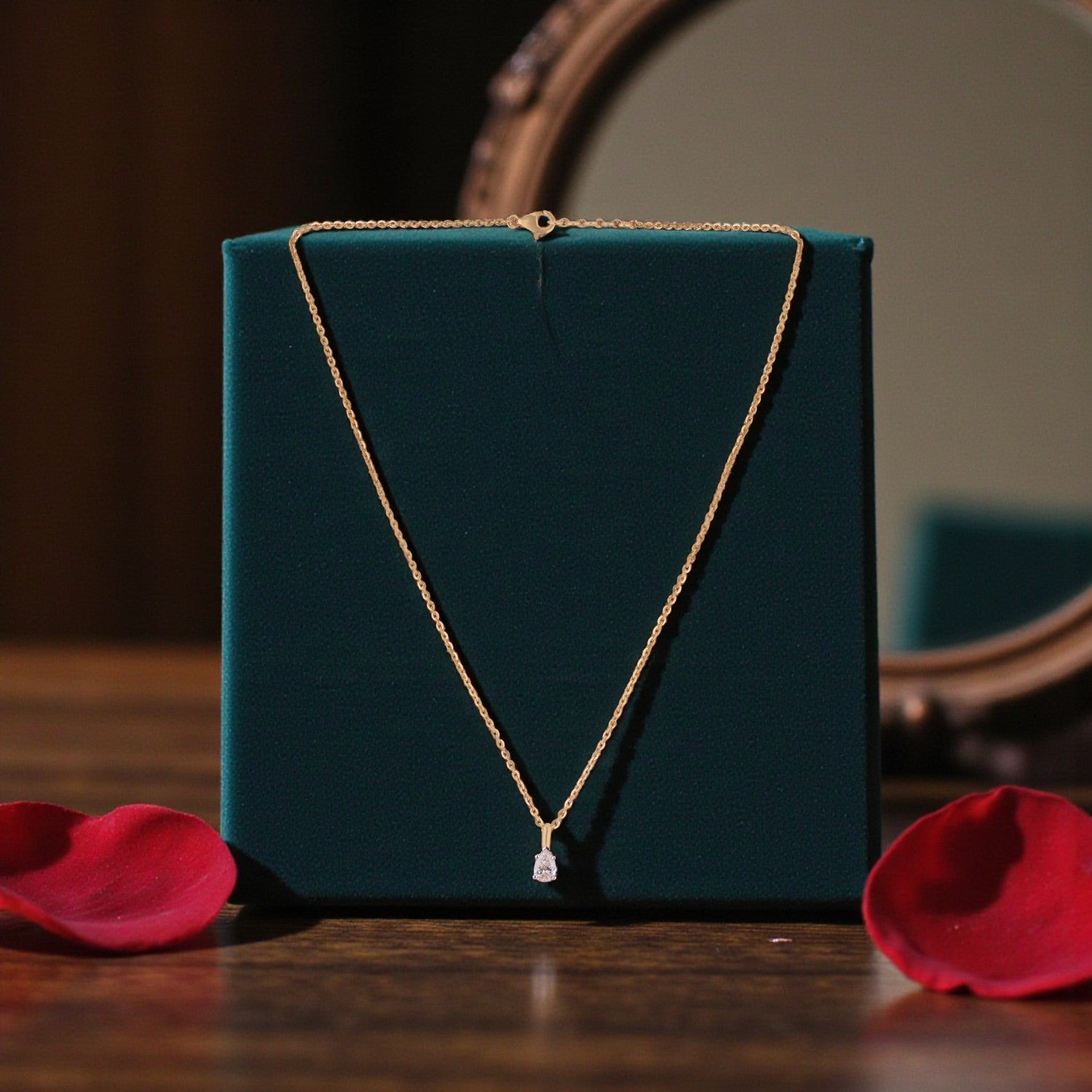 Lab Grown 0.54 Carat Pear Cut Diamond Solitaire Pendant in 18 Karat Yellow Gold | SKU : 0005039319