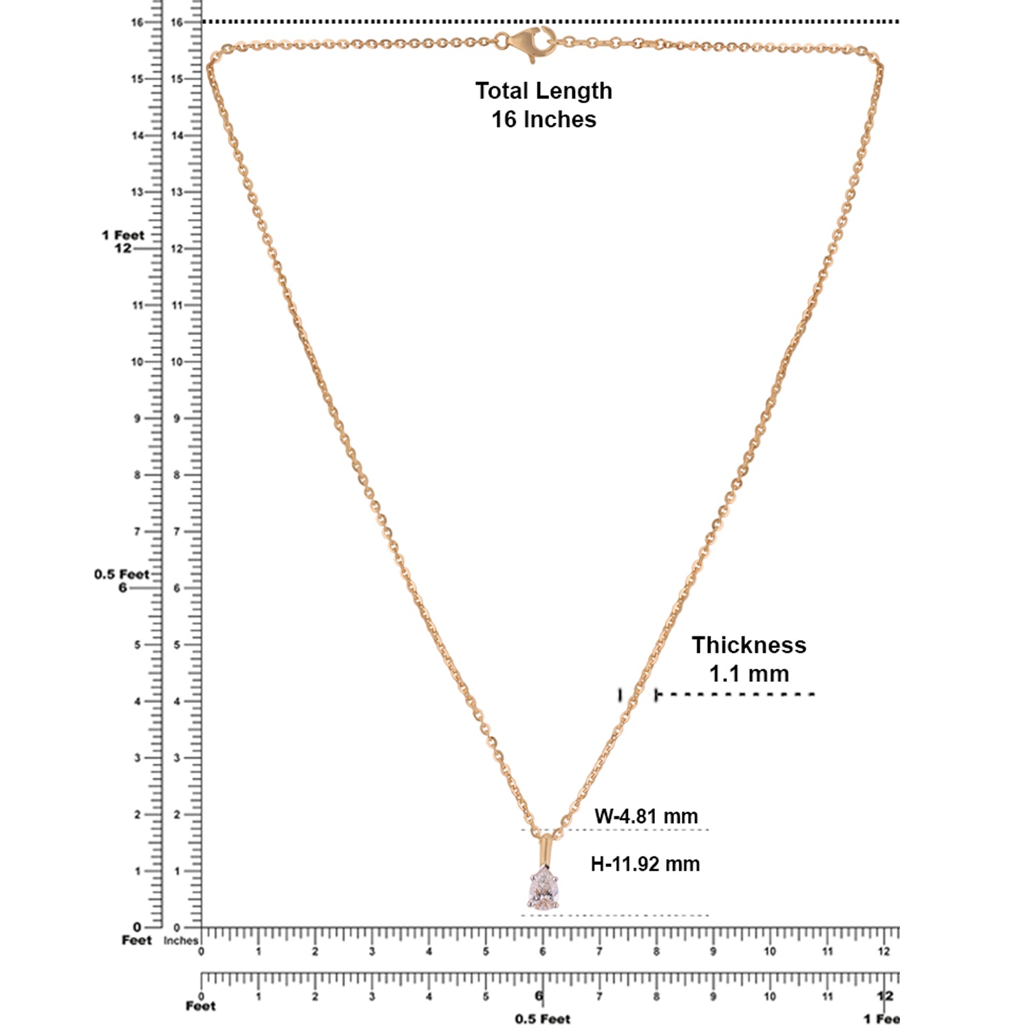 Lab Grown 0.54 Carat Pear Cut Diamond Solitaire Pendant in 18 Karat Yellow Gold | SKU : 0005039319