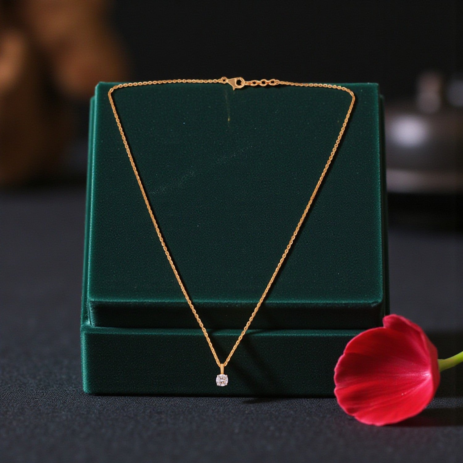 Lab Grown 0.59 Carat Round Brilliant Diamond Solitaire Pendant in 18 Karat Yellow Gold | SKU : 0005039326