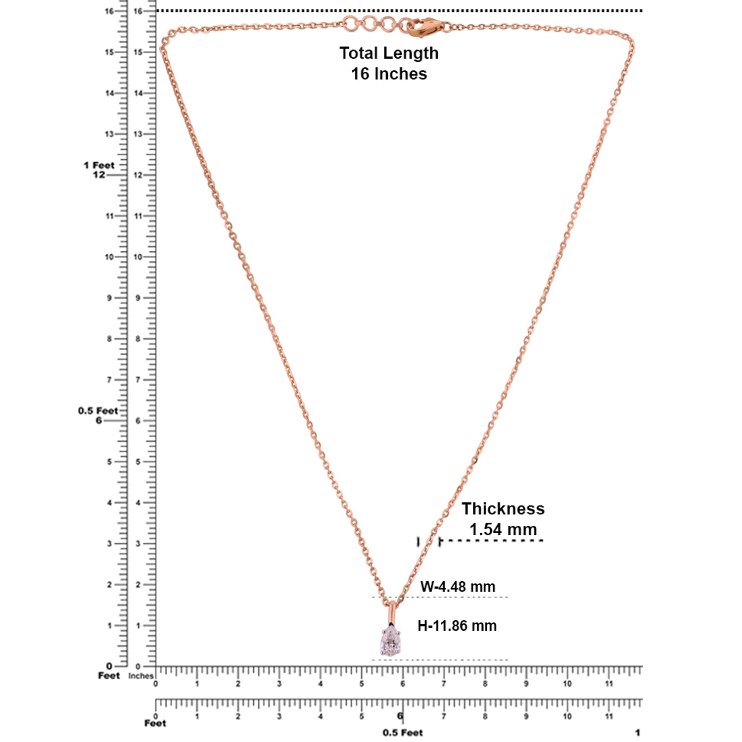 Lab Grown 0.51 Carat Pear Cut Diamond Solitaire Pendant in 18 Karat Rose Gold | SKU : 0005039333