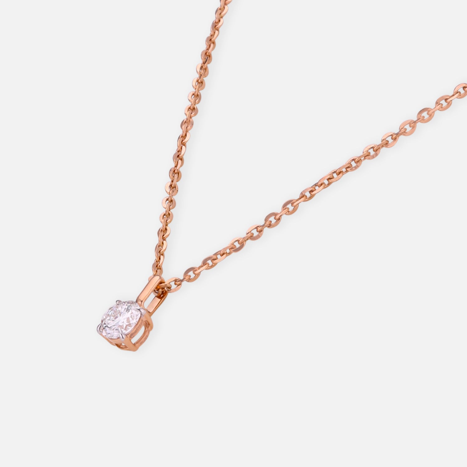 0.560 Carat Round Brilliant Diamond Solitaire Pendant in 18 Karat Rose Gold | SKU : 0005039340