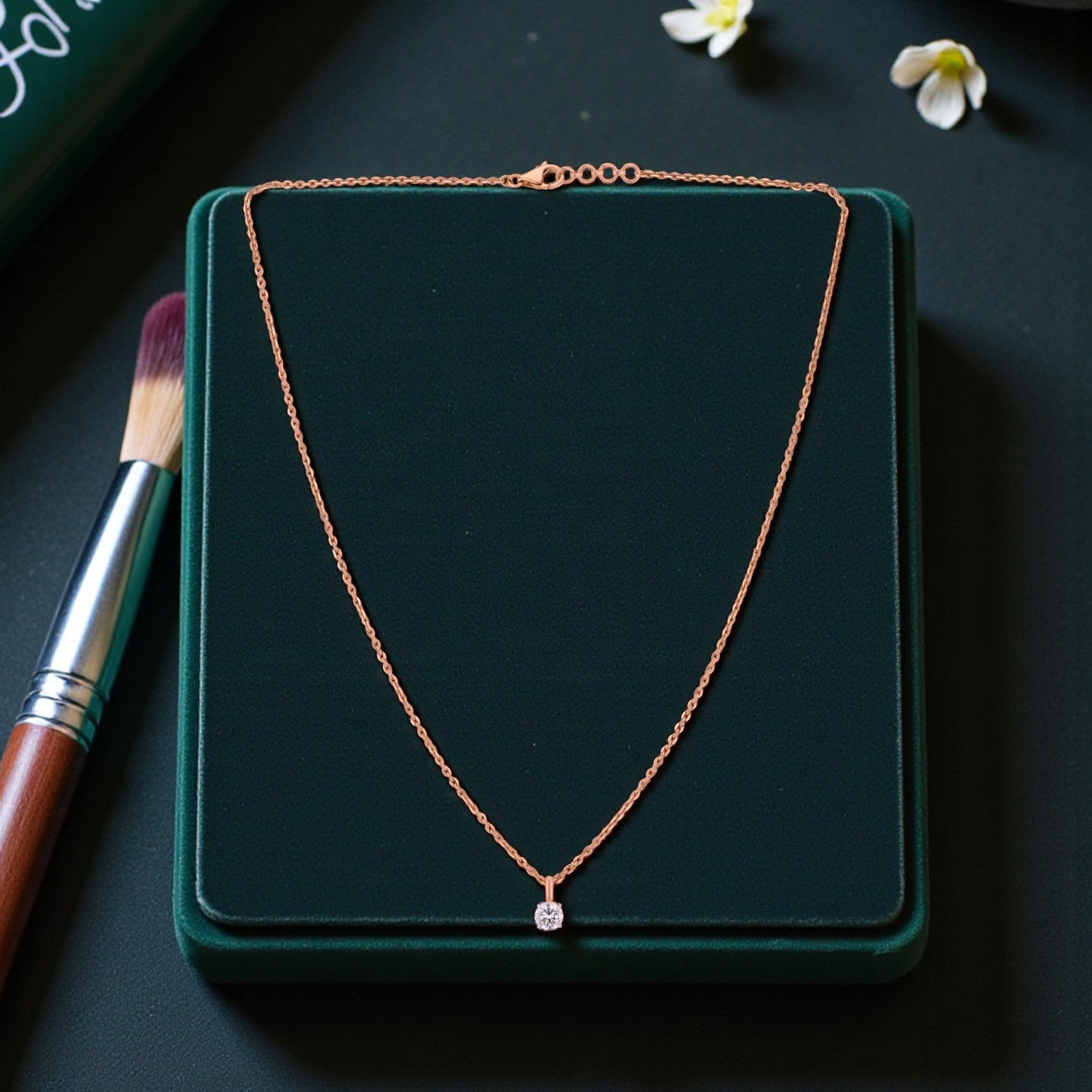 0.560 Carat Round Brilliant Diamond Solitaire Pendant in 18 Karat Rose Gold | SKU : 0005039340