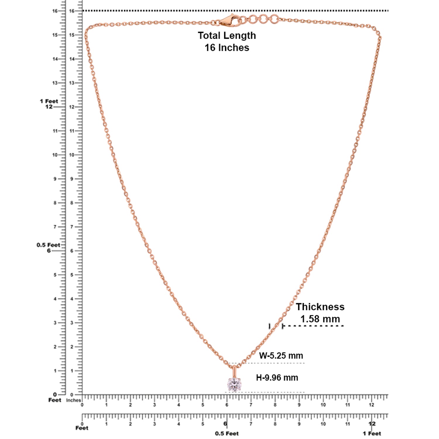 0.560 Carat Round Brilliant Diamond Solitaire Pendant in 18 Karat Rose Gold | SKU : 0005039340