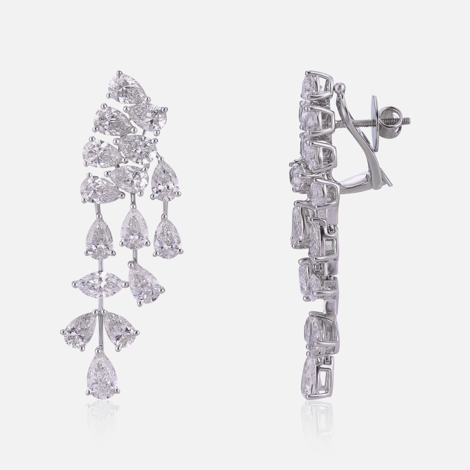 Lab Grown 11.010 Carat Diamond Cascade Earrings in 18 Karat Gold | SKU : 0005049189